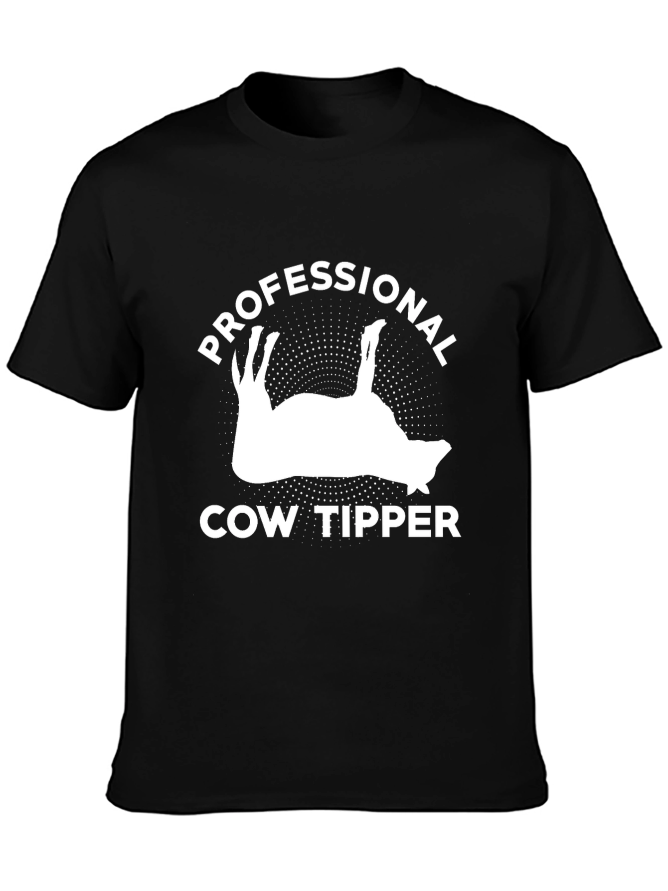 Professional Cow Tipper Black Graphic T-Shirt - 3