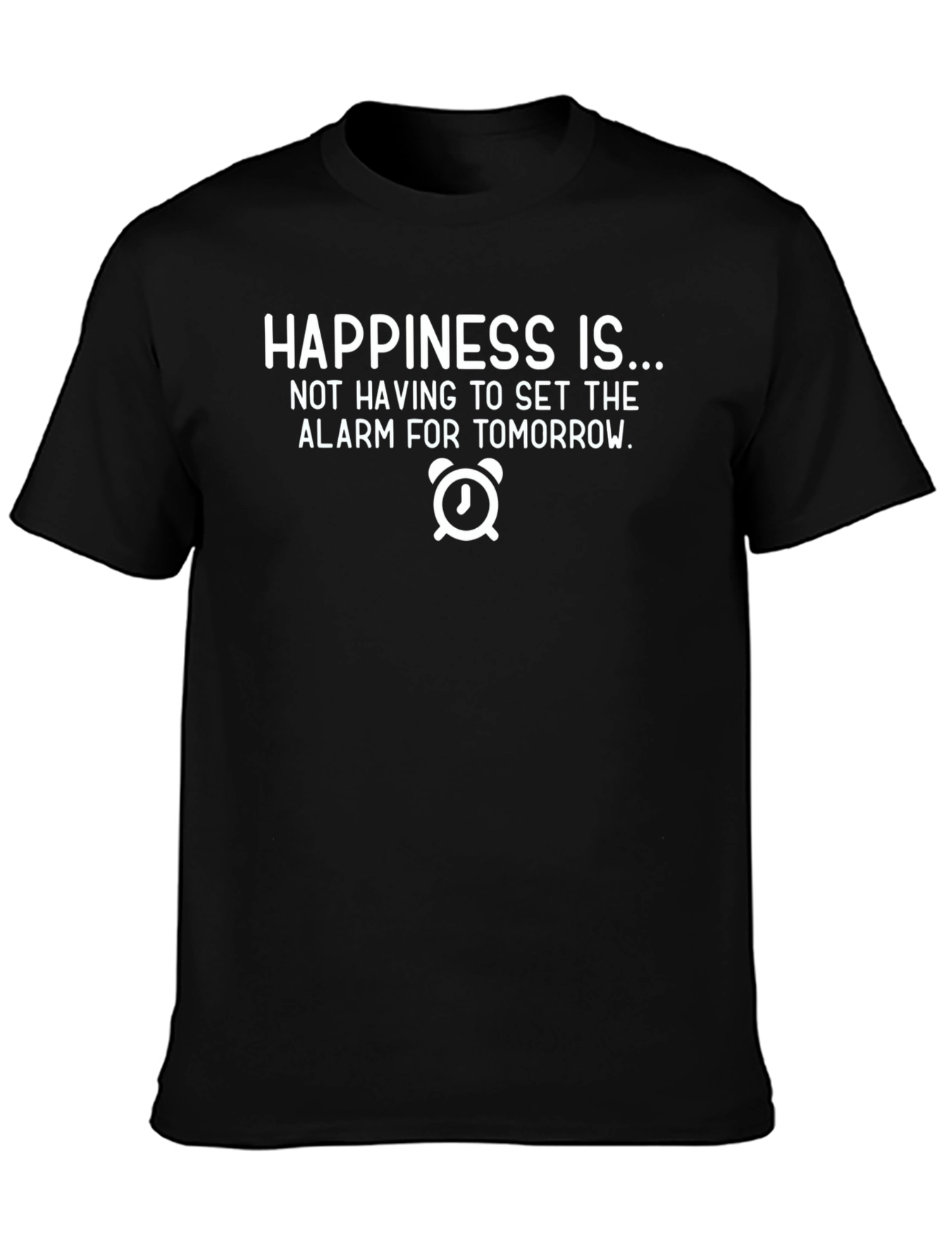 Black Happiness Alarm Clock Graphic T-Shirt view 3