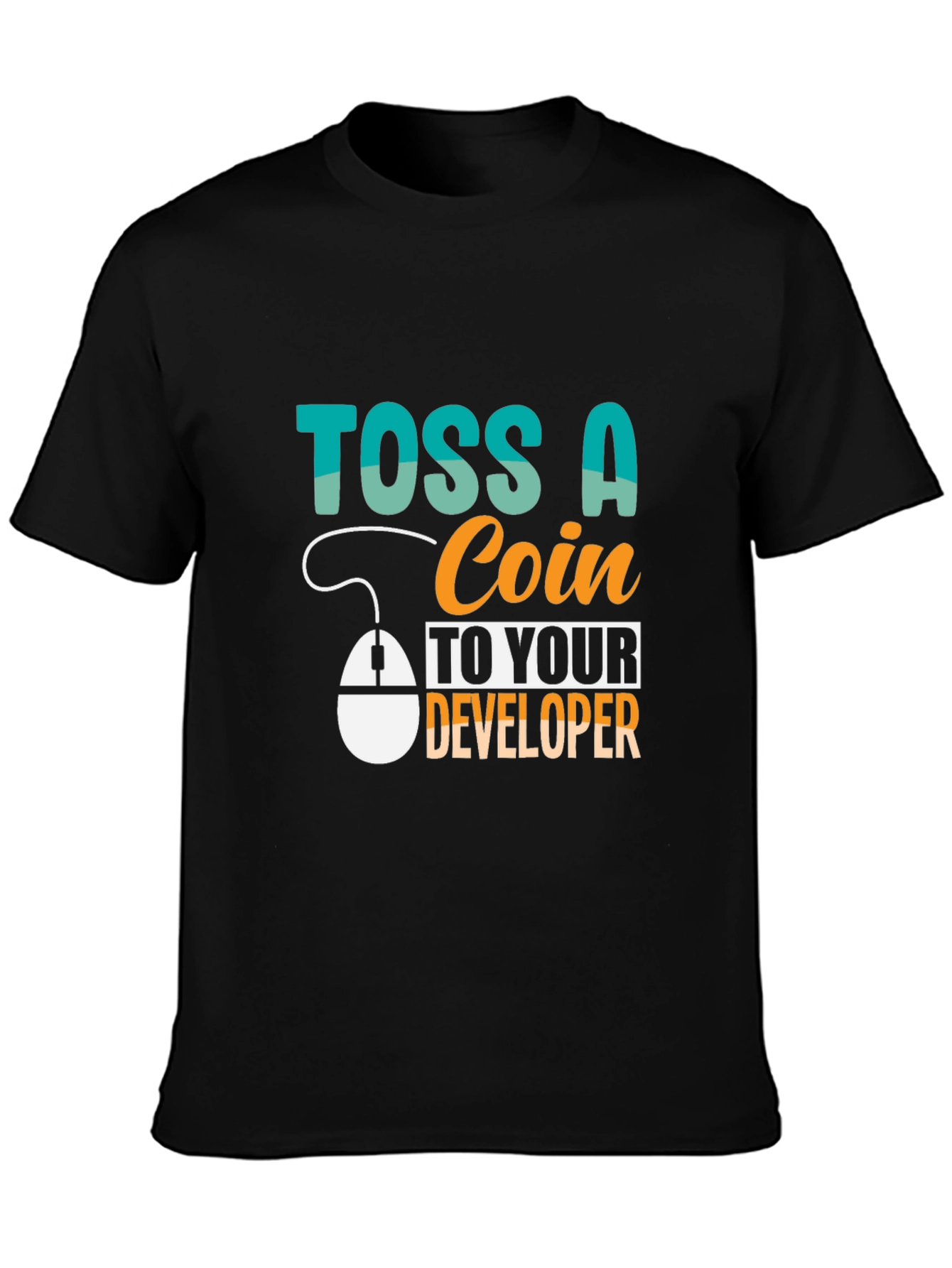 Black Toss a Coin to Your Developer T-Shirt view 3