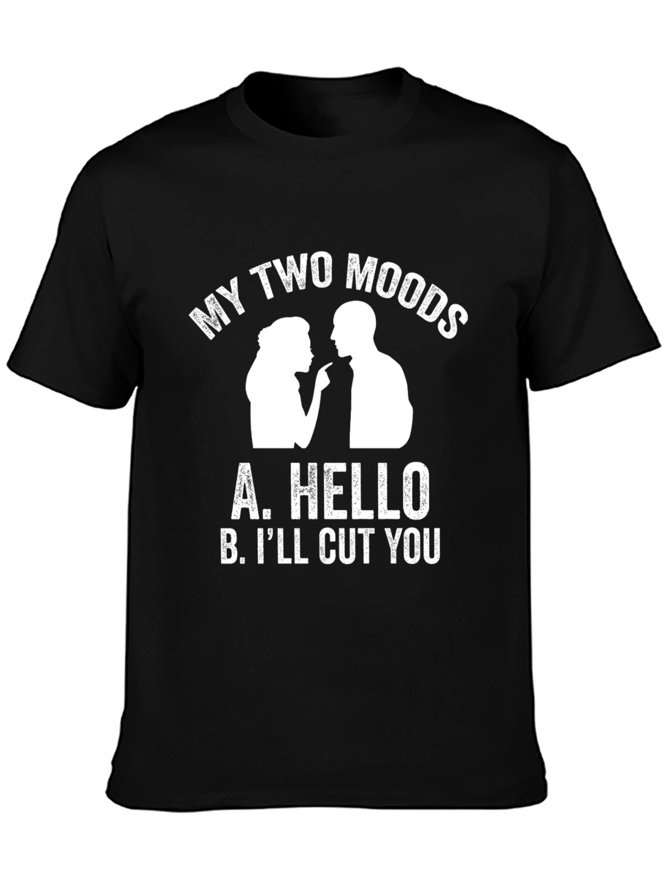 Black My Two Moods Graphic Tee - Funny Sarcastic T-Shirt view 3