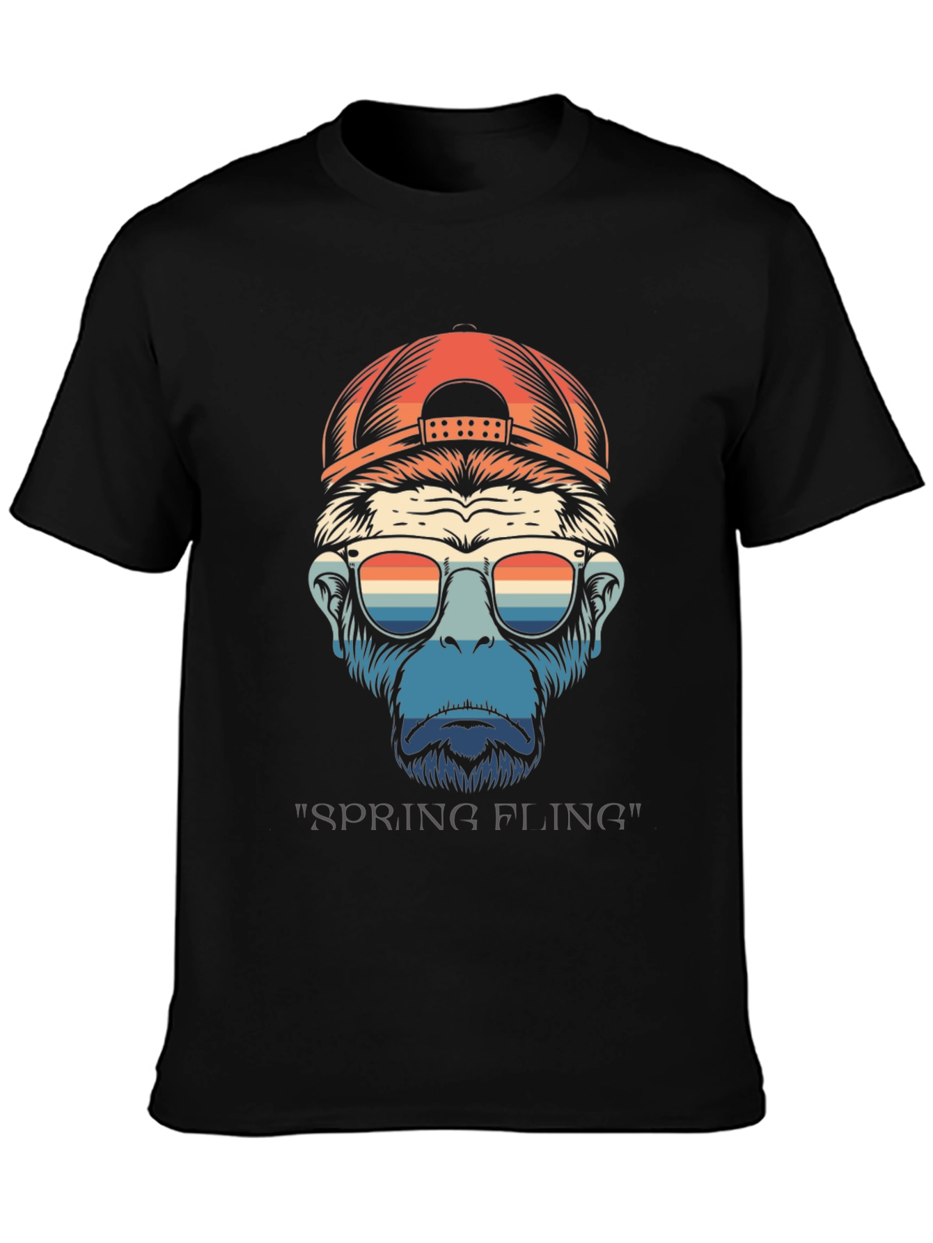 Black Retro Monkey "Spring Fling" Graphic Tee view 3