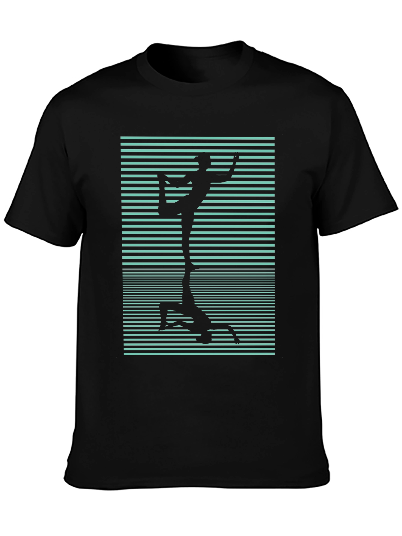 Black Yoga Reflection Graphic Tee - Black Cotton view 3