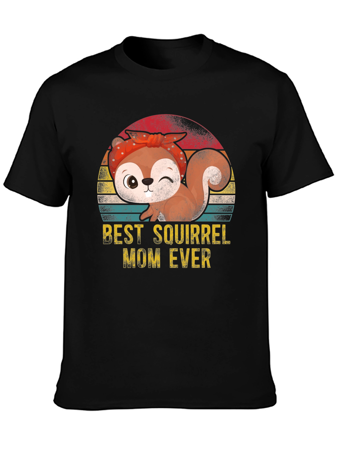 Black Best Squirrel Mom Ever T-Shirt view 3
