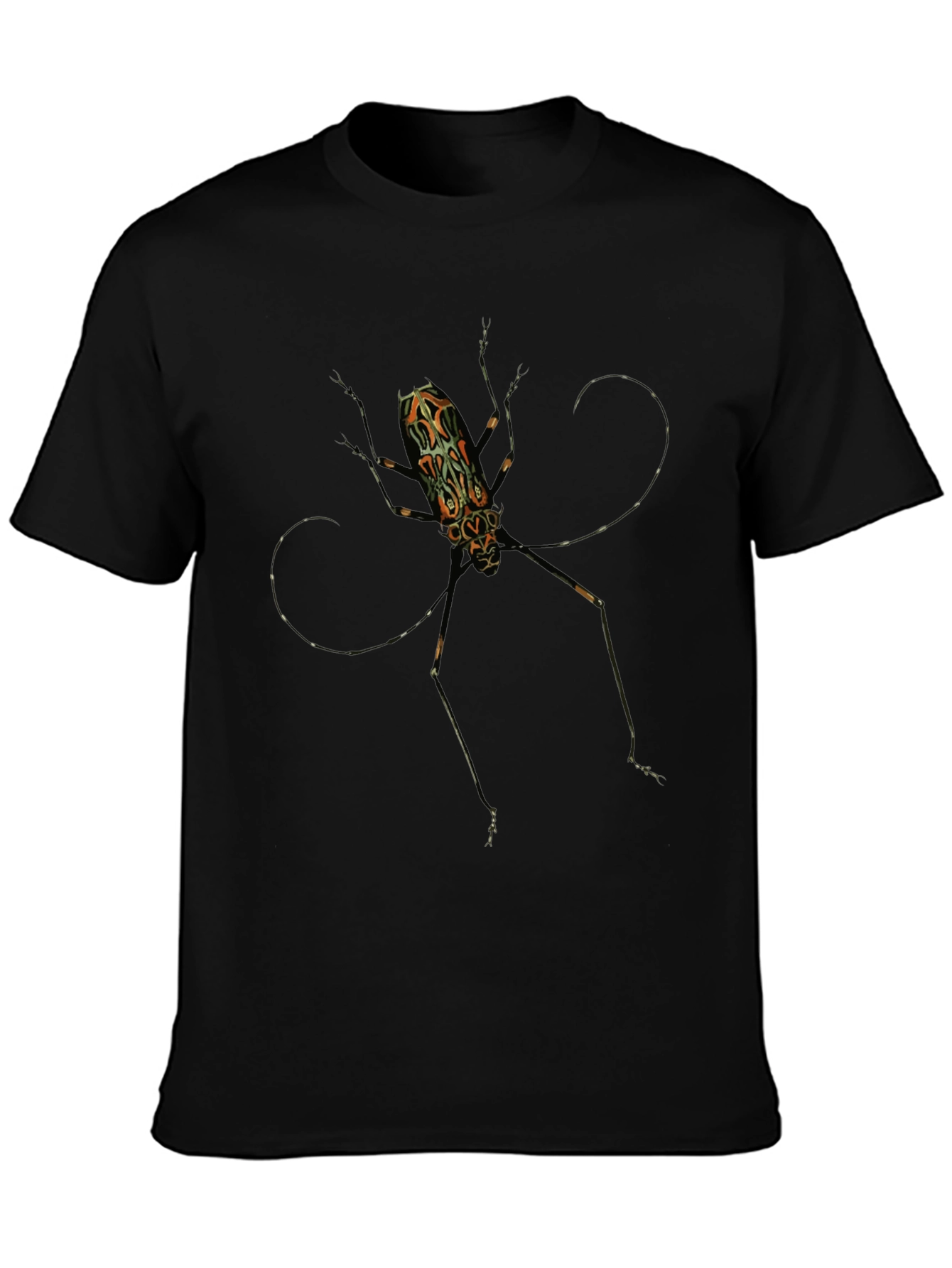 Black Artsy Bug Graphic Tee - Black Cotton T-Shirt view 3