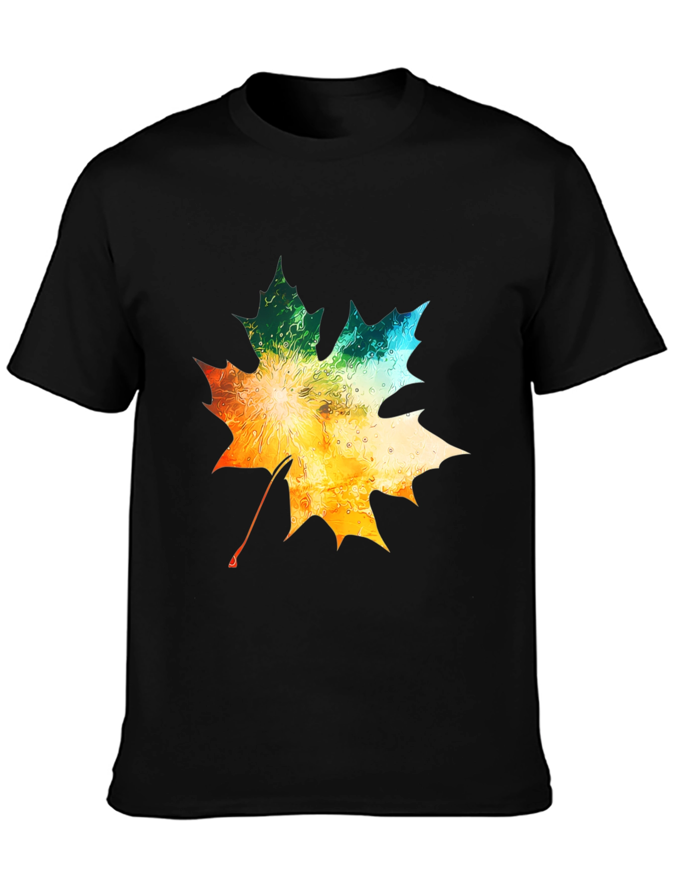Black Maple Leaf Graphic Tee - Autumn Colors view 3
