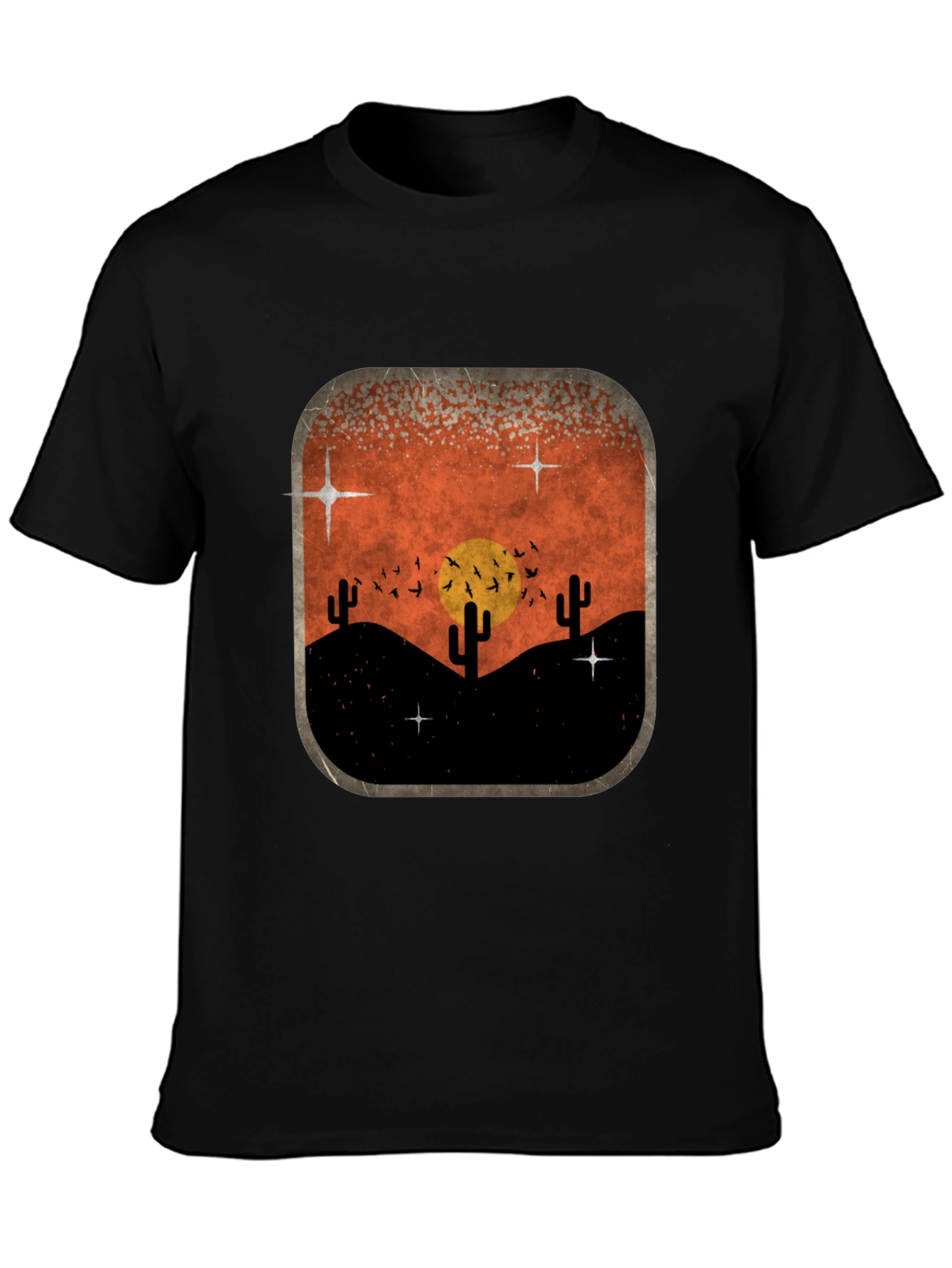 Black Retro Desert Sunset Graphic Tee - Classic Black view 3