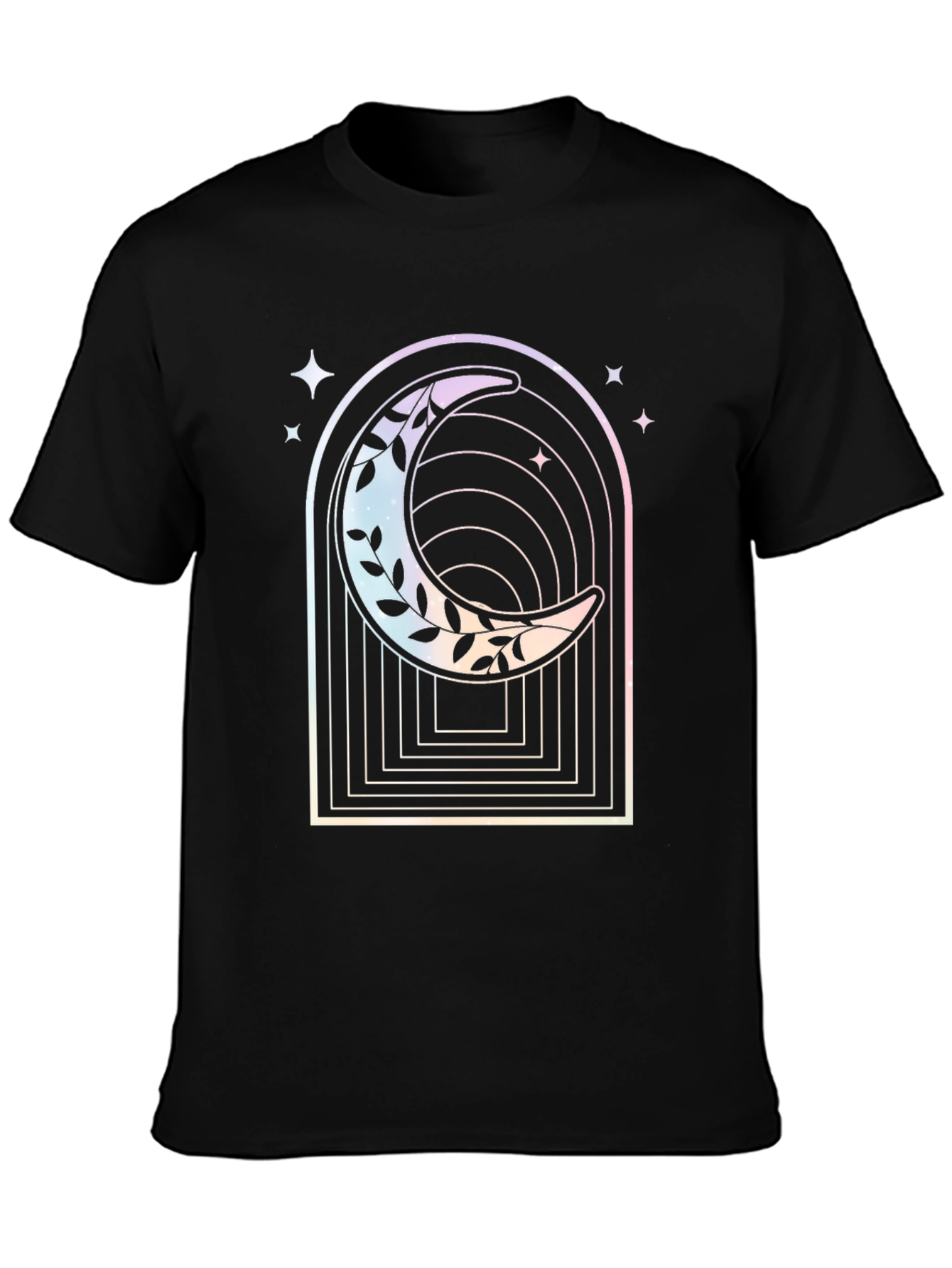 Black Celestial Crescent Moon Graphic Tee - Black view 3