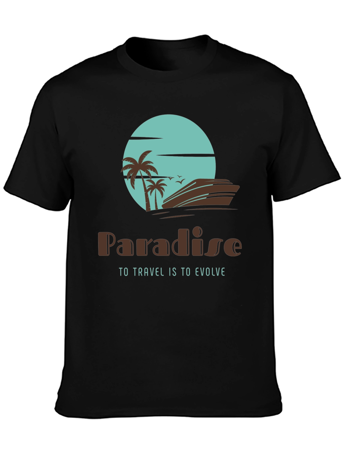 Black Paradise Travel T-Shirt - Evolve in Style view 3