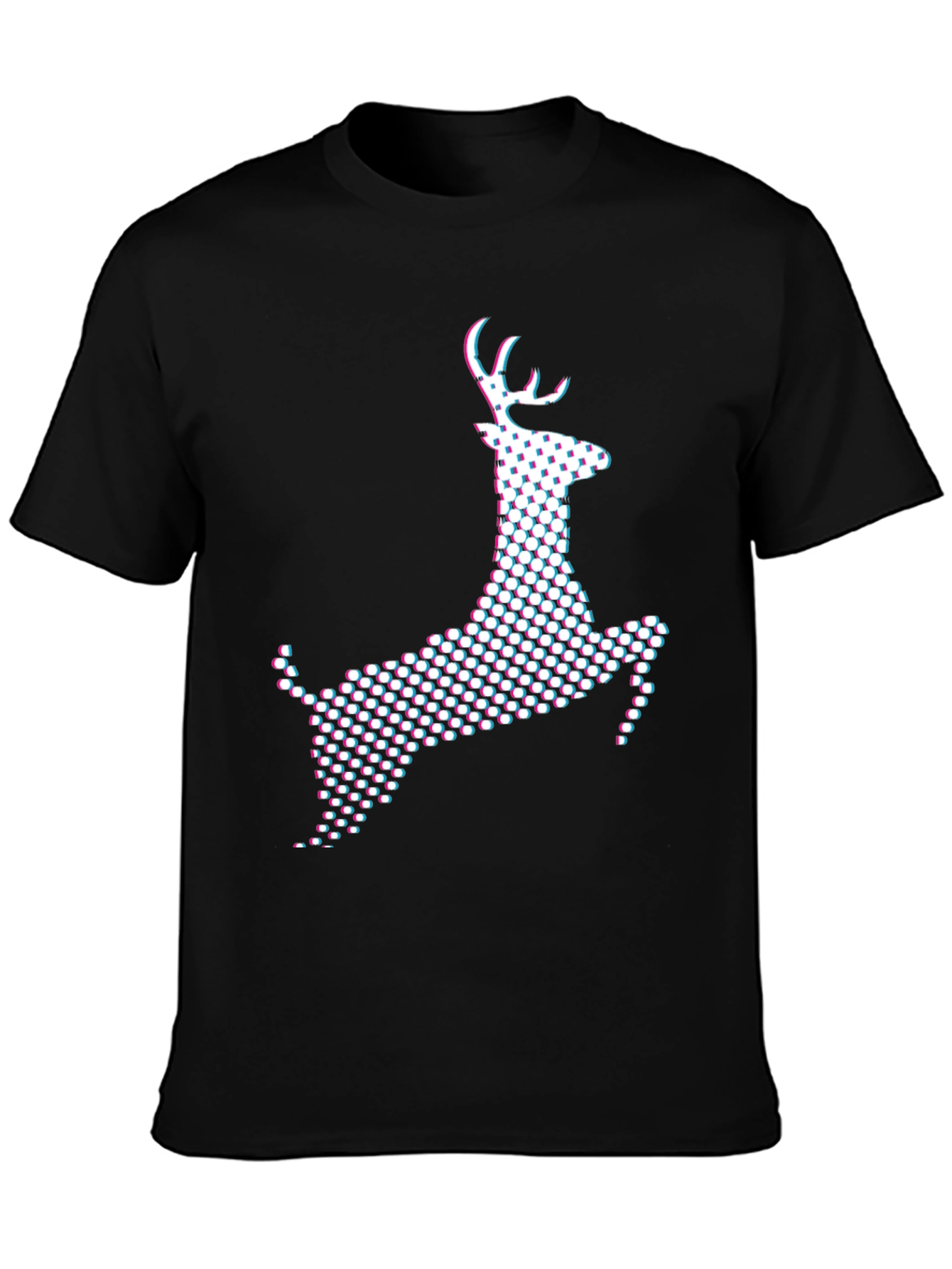 Black Abstract Reindeer Graphic Black T-Shirt view 3