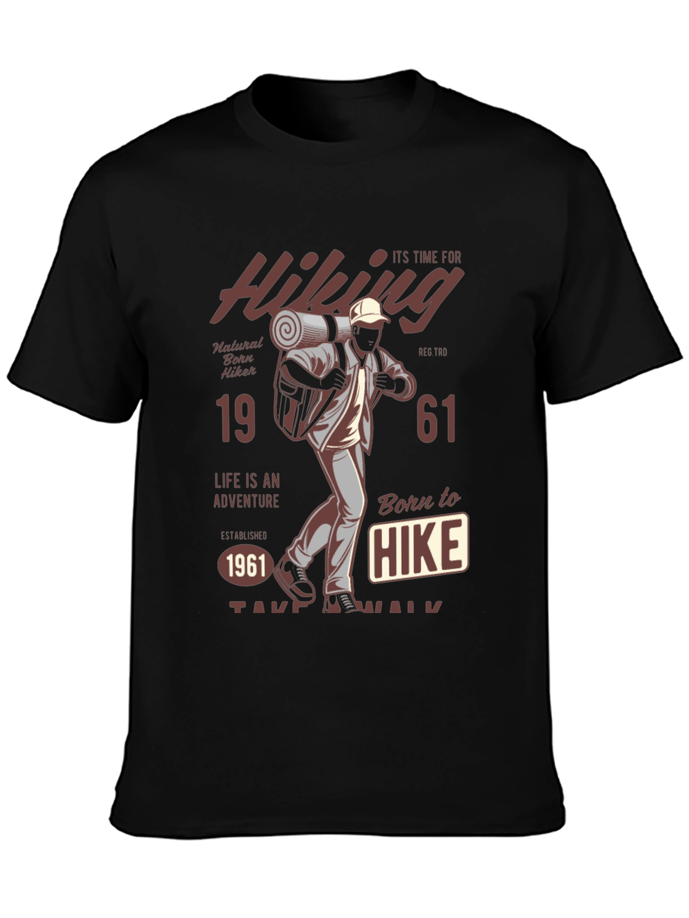 Black Hiking Adventure Tee - Born to Hike Graphic T-Shirt view 3