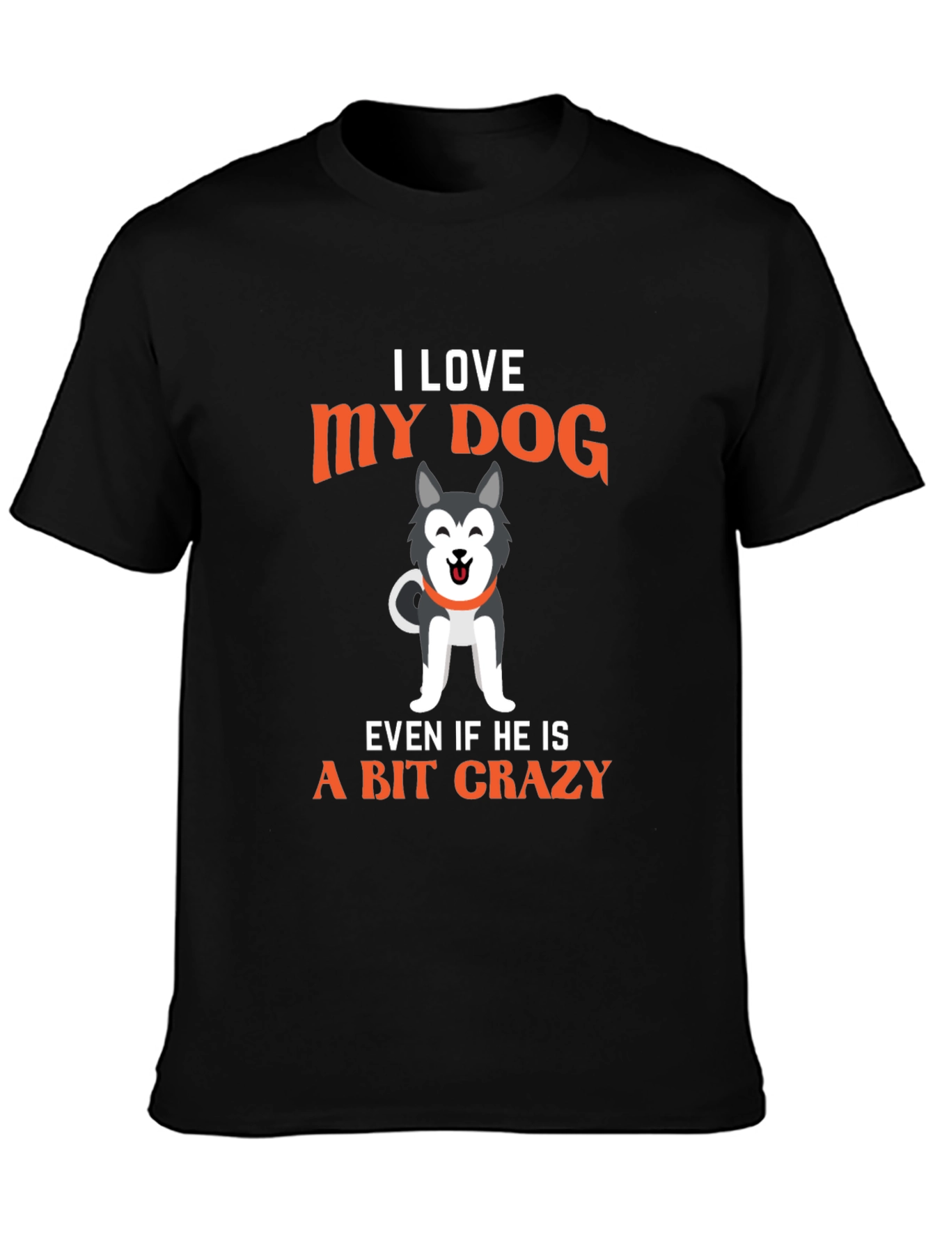 Black I Love My Dog Men's Graphic T-Shirt - Crazy Dog Lover Tee view 3