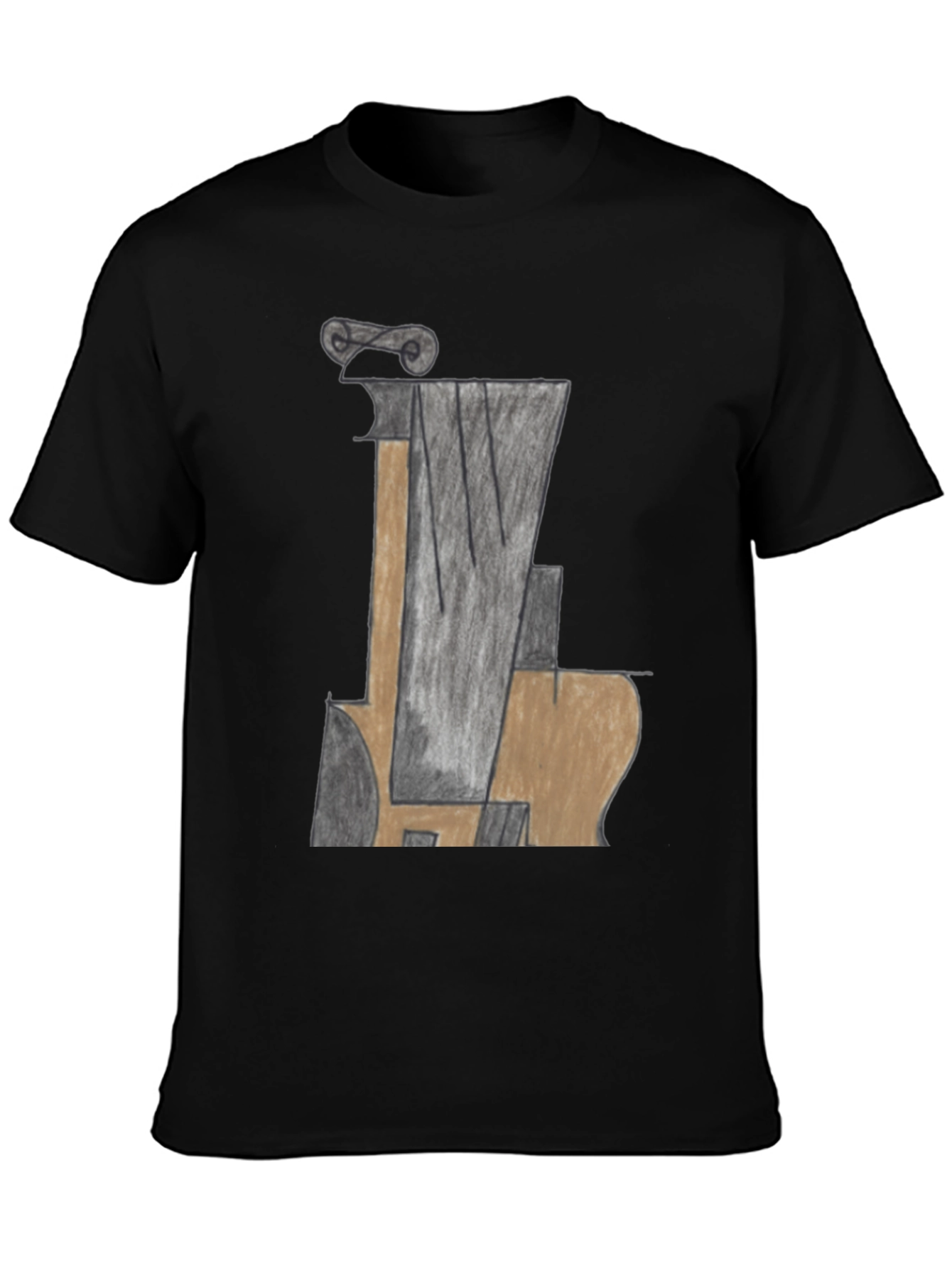Black Abstract Guitar Graphic T-Shirt view 3