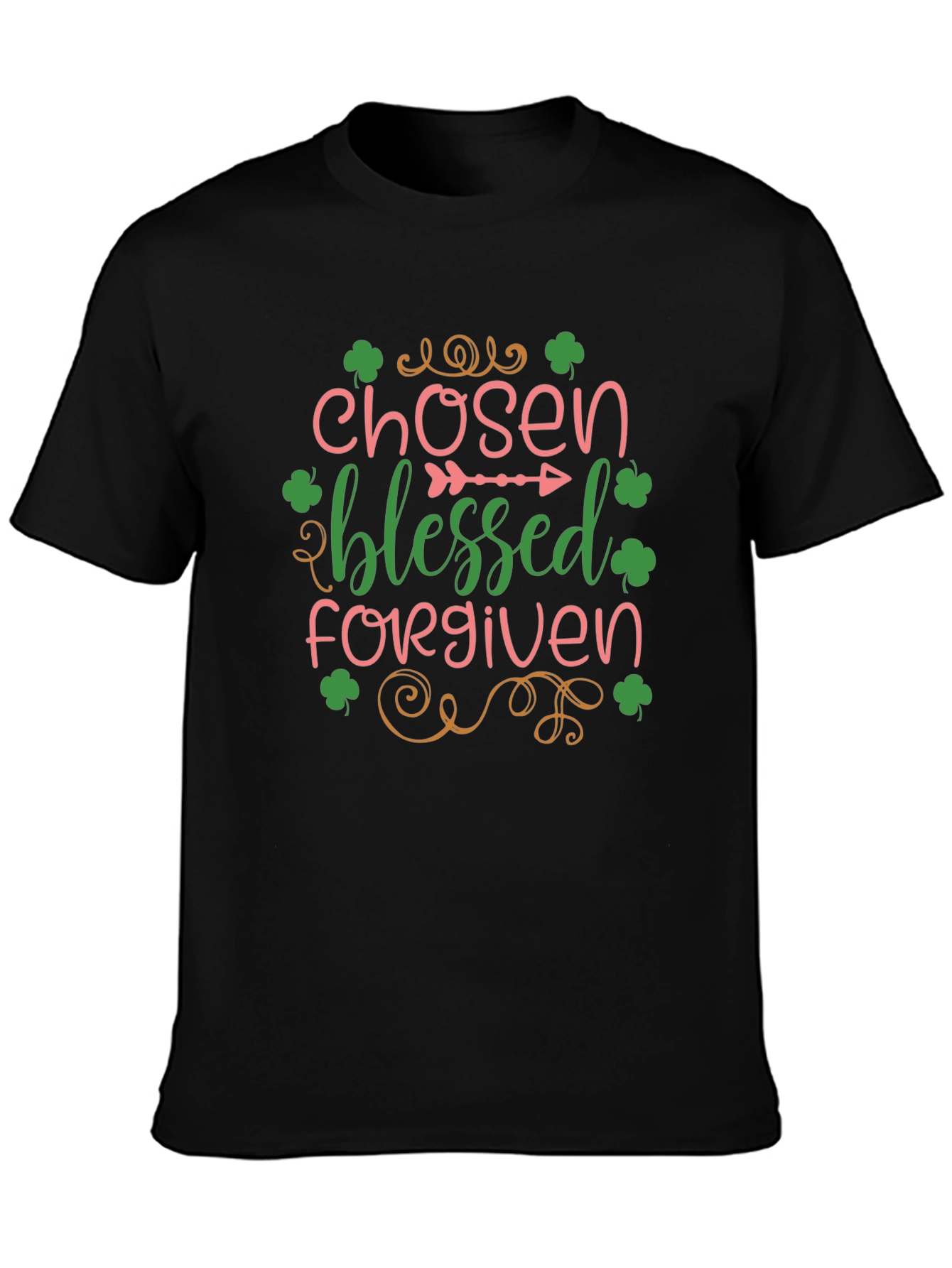 Black Chosen Blessed Forgiven St. Patrick's Day Graphic Tee view 3