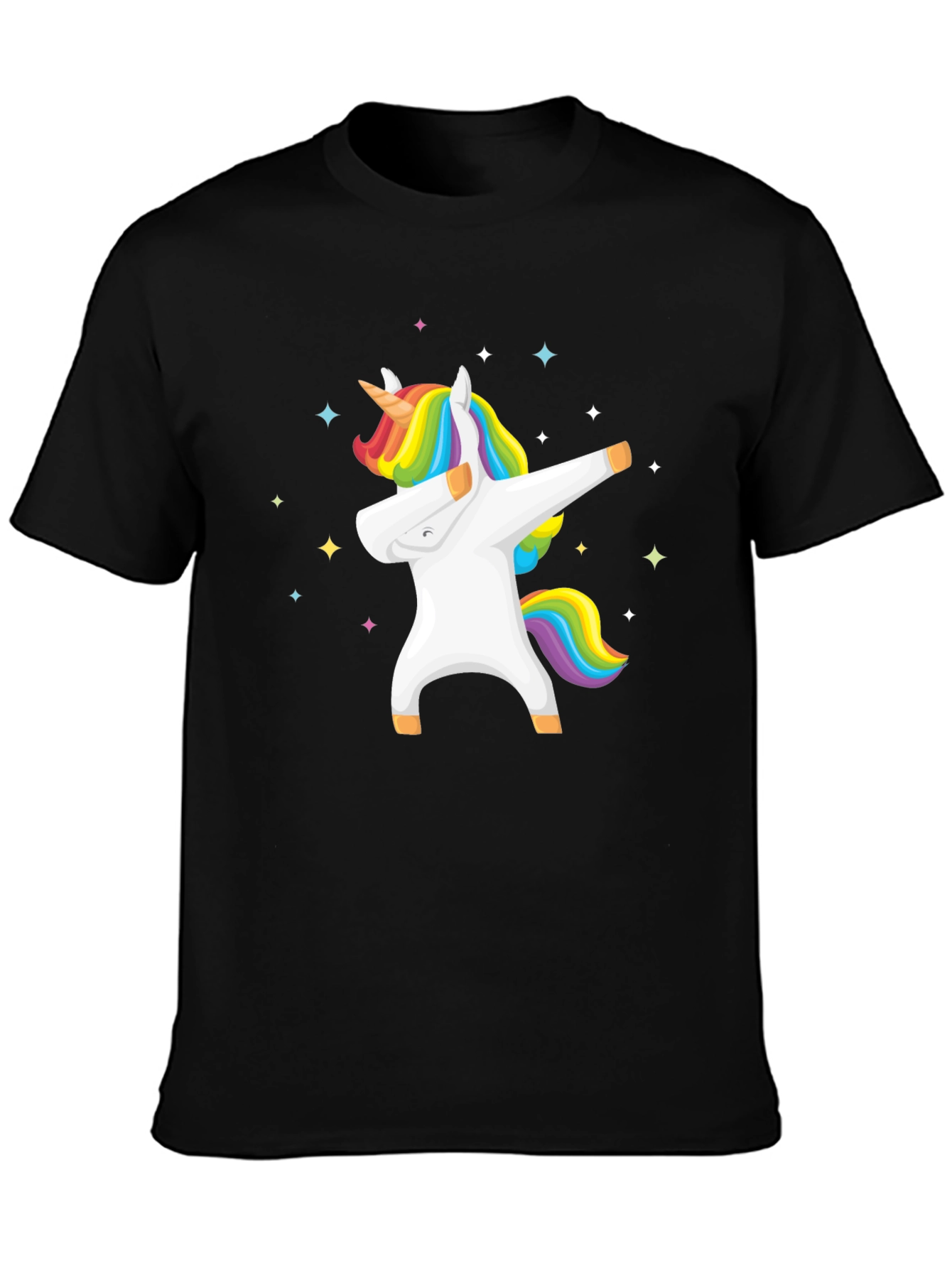 Black Dabbing Unicorn Graphic Tee - Black Cotton T-Shirt view 3