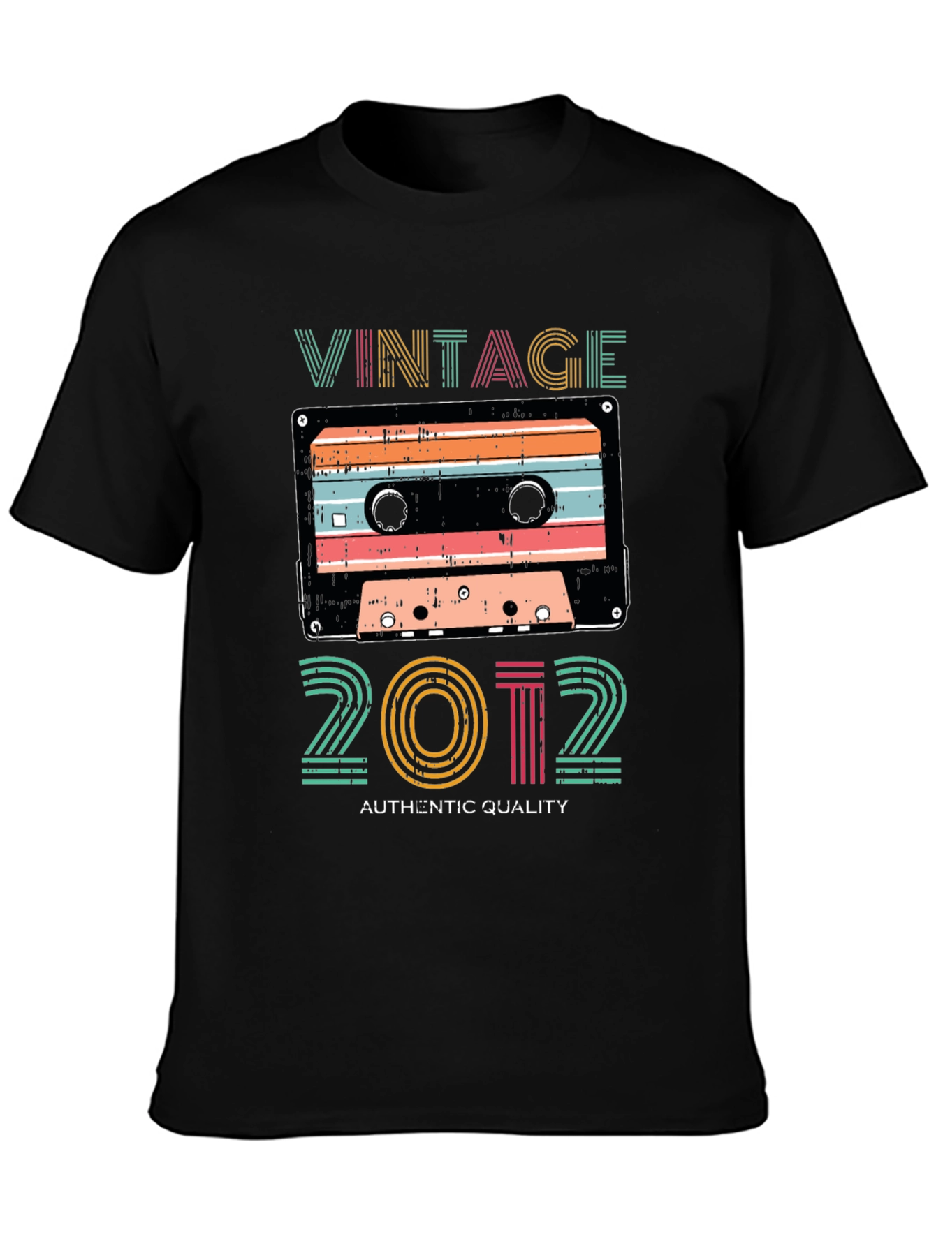 Black Vintage 2012 Cassette Tape Graphic T-Shirt view 3