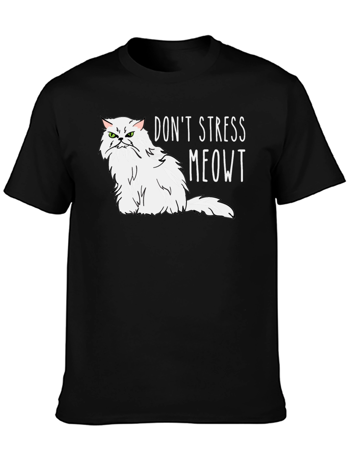 Black Don't Stress Meowt Cat Graphic T-Shirt view 3
