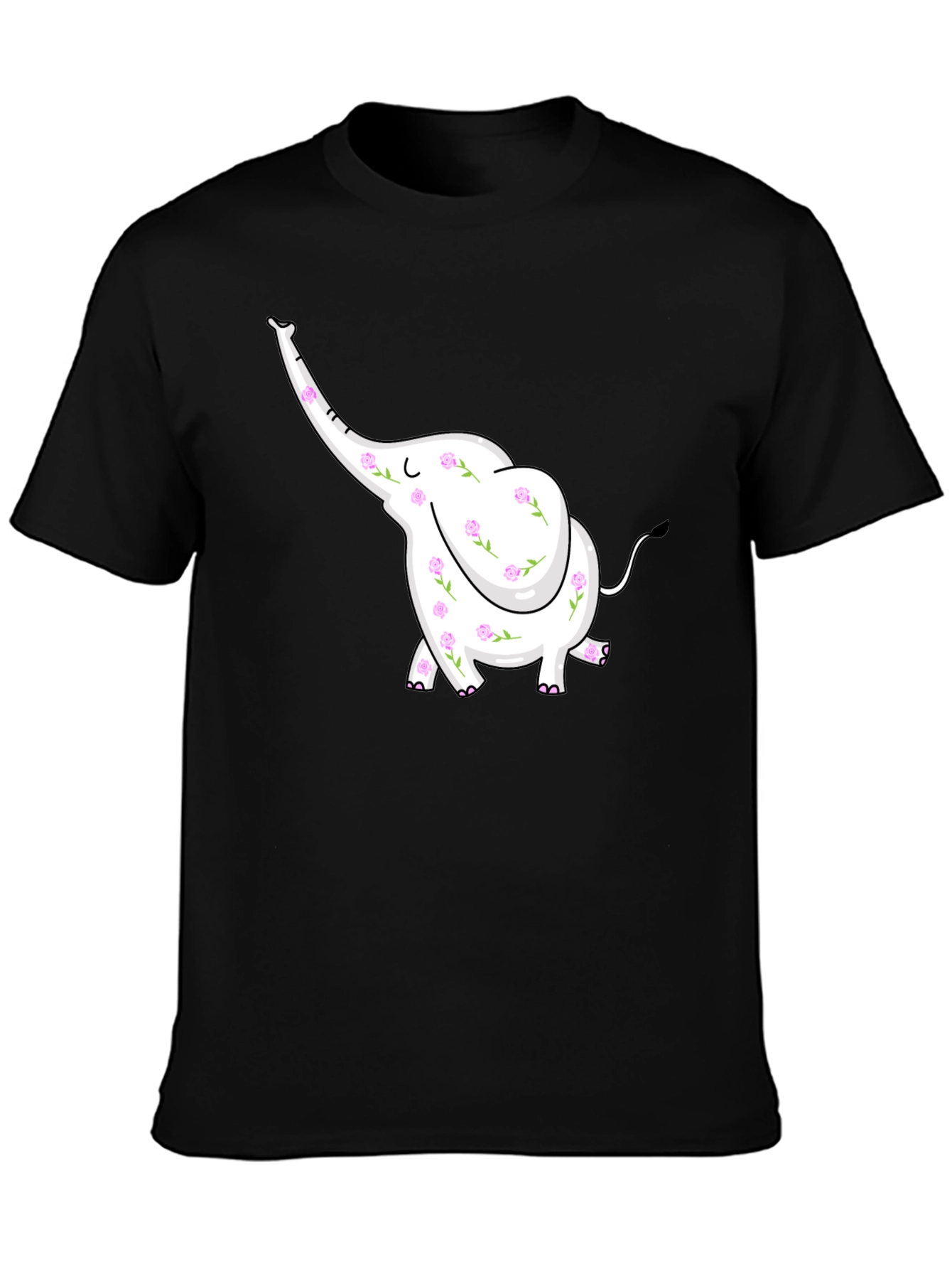 Black Floral Elephant Graphic Tee view 3