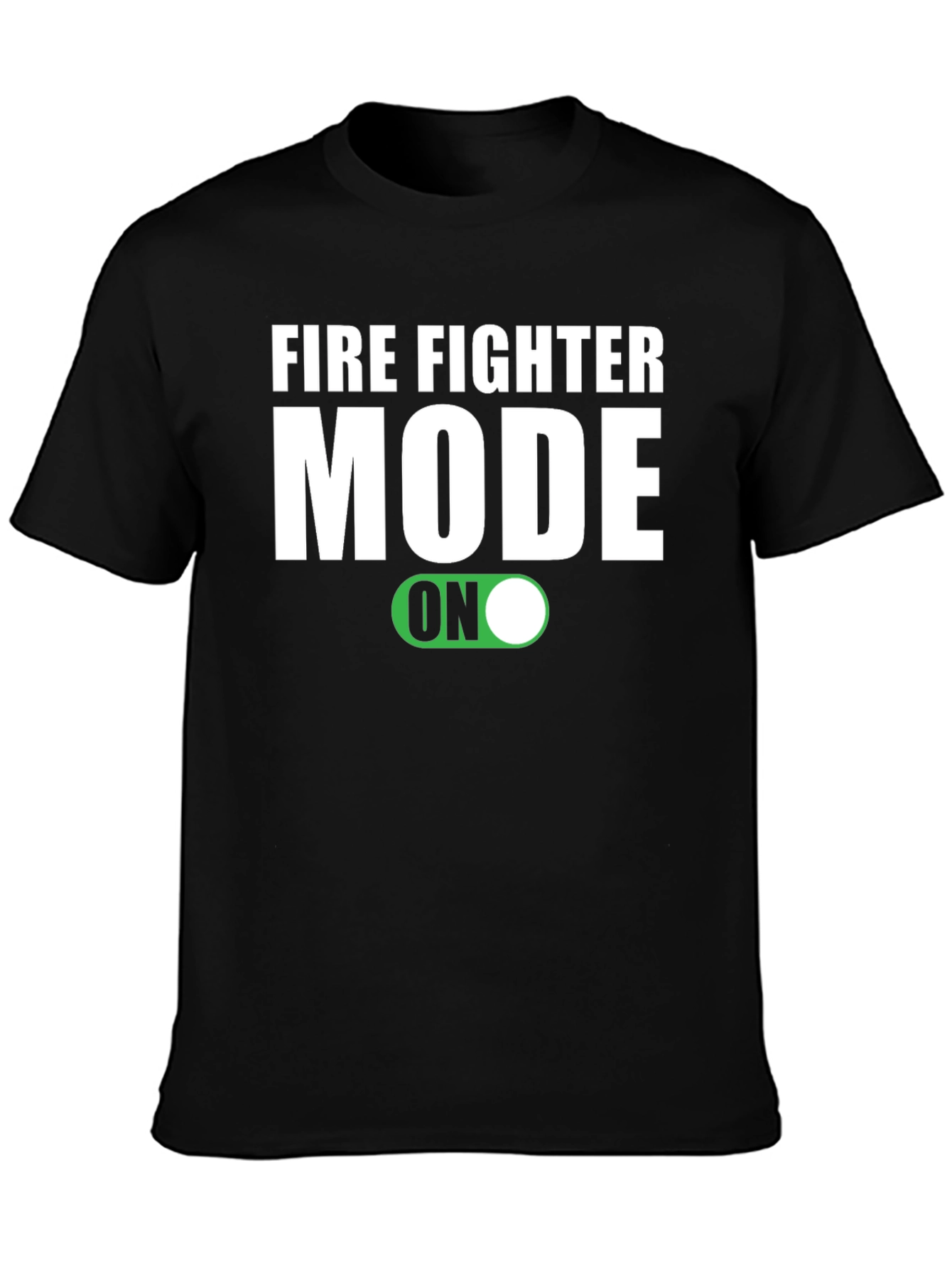 Black Firefighter Mode ON Graphic Tee view 3