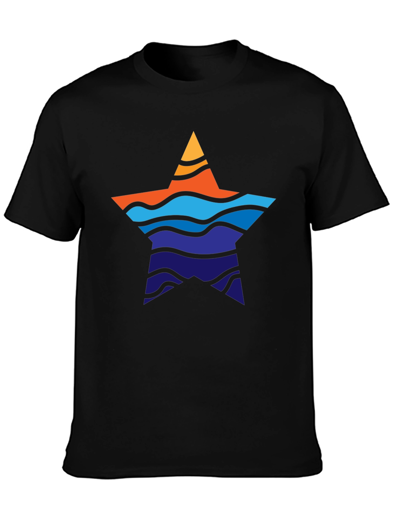 Black Star Wave Graphic Black T-Shirt view 3