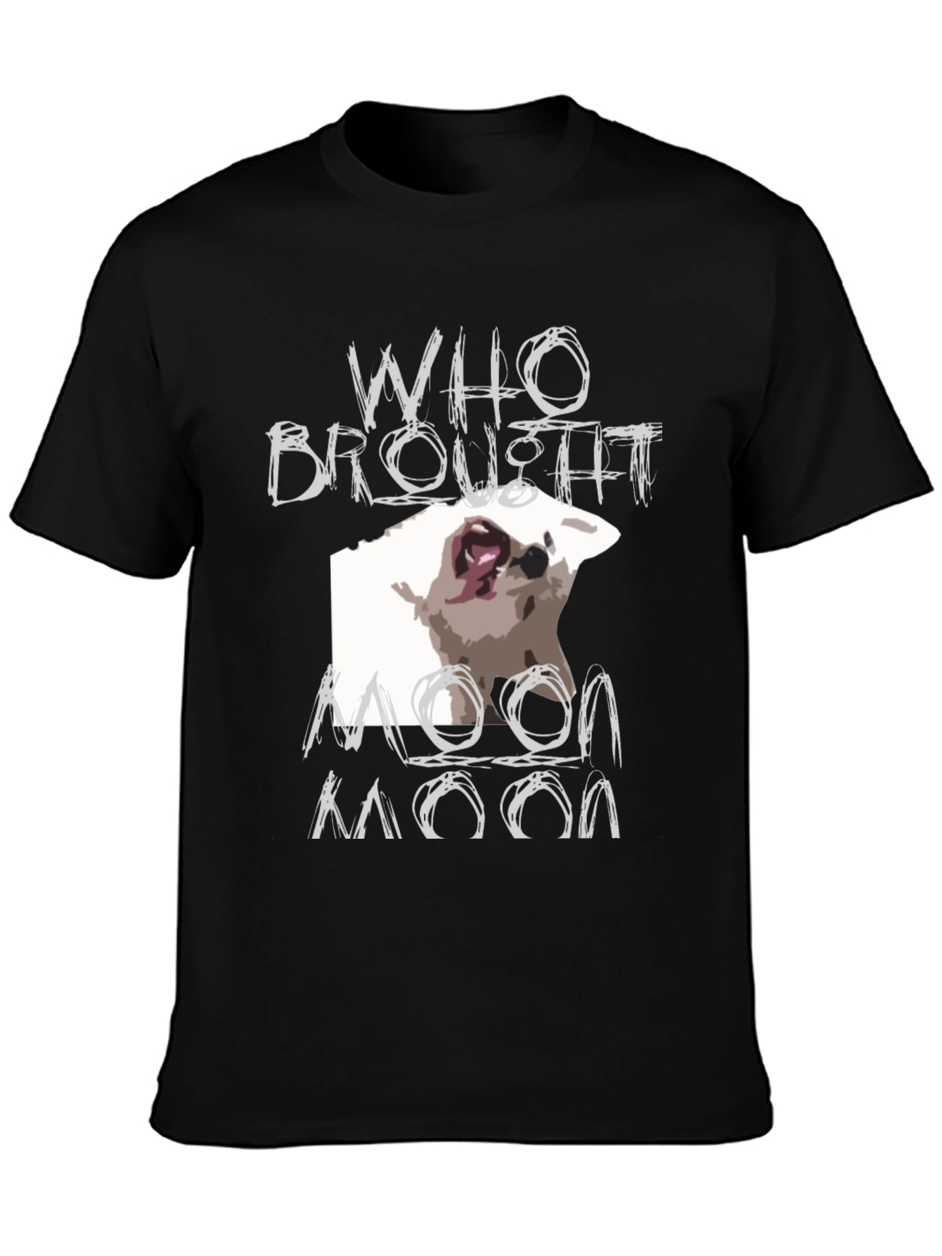 Black Who Brought Moon Moon T-Shirt view 3