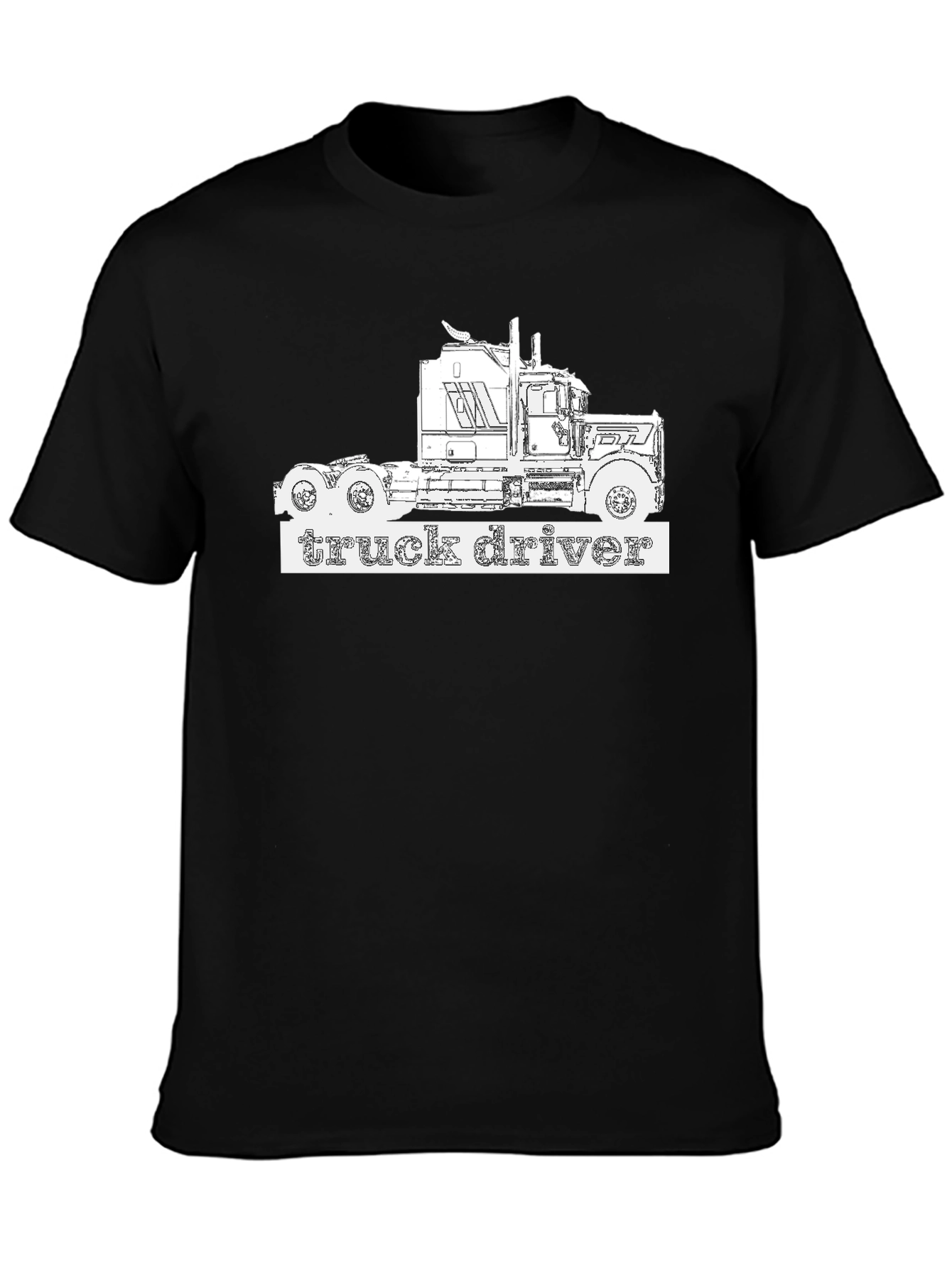 Black Truck Driver T-Shirt - Black Graphic Tee view 3