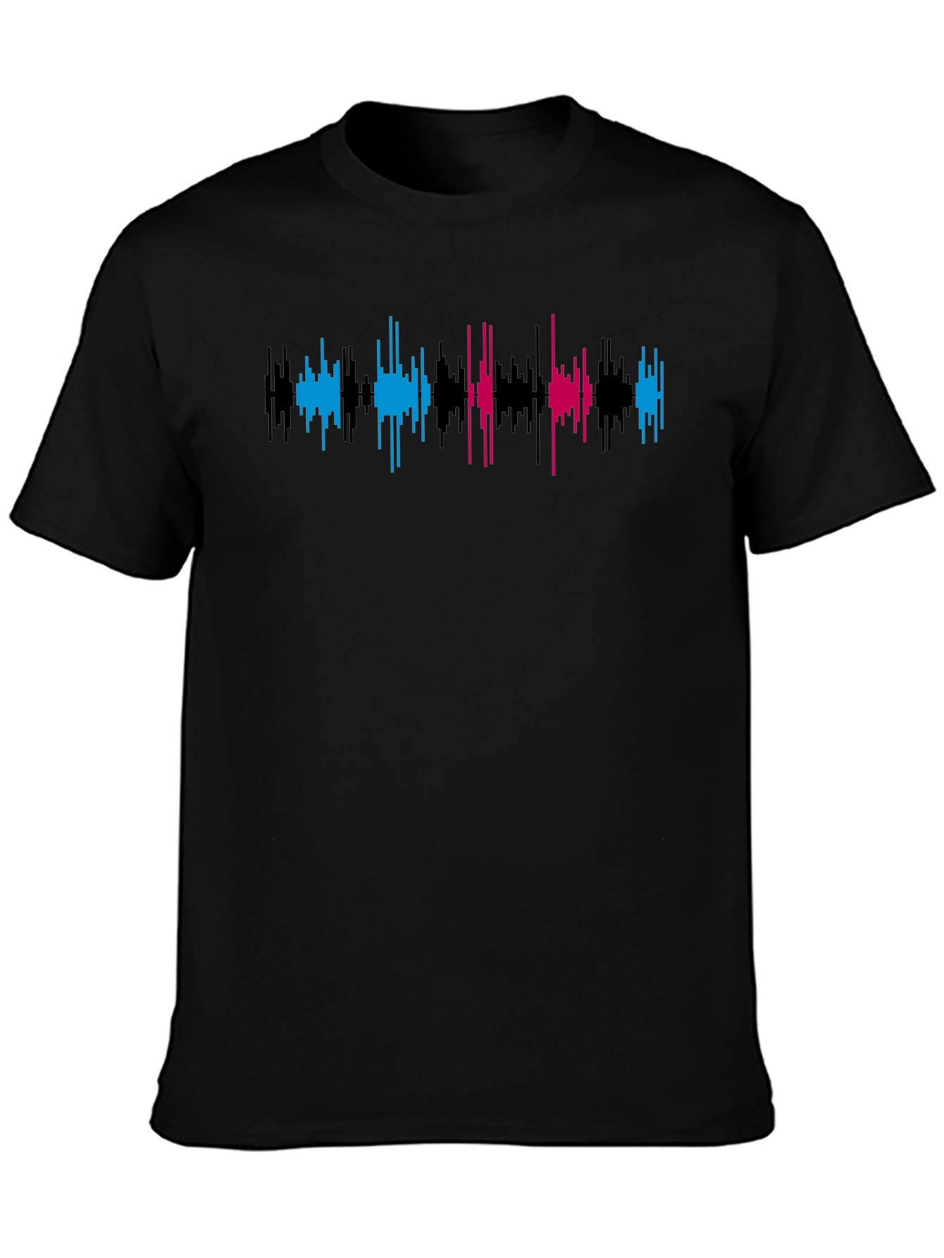 Black Soundwave Graphic Tee - Black Crew Neck T-Shirt view 3