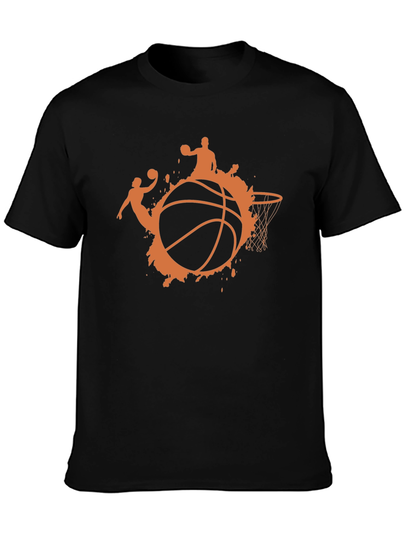 Black Basketball Graphic Tee - Black Cotton T-Shirt view 3