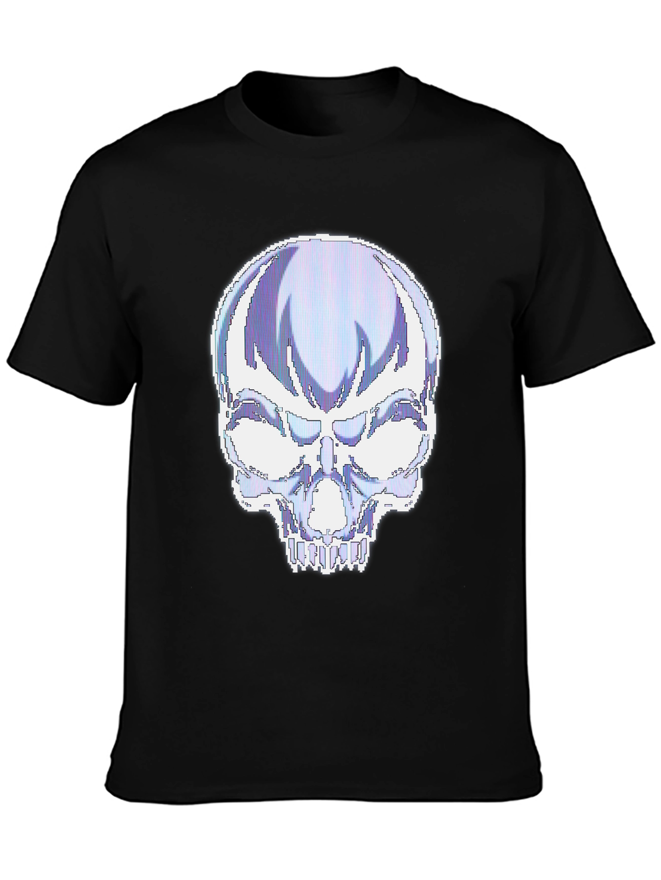 Black Pixelated Skull Graphic T-Shirt view 3