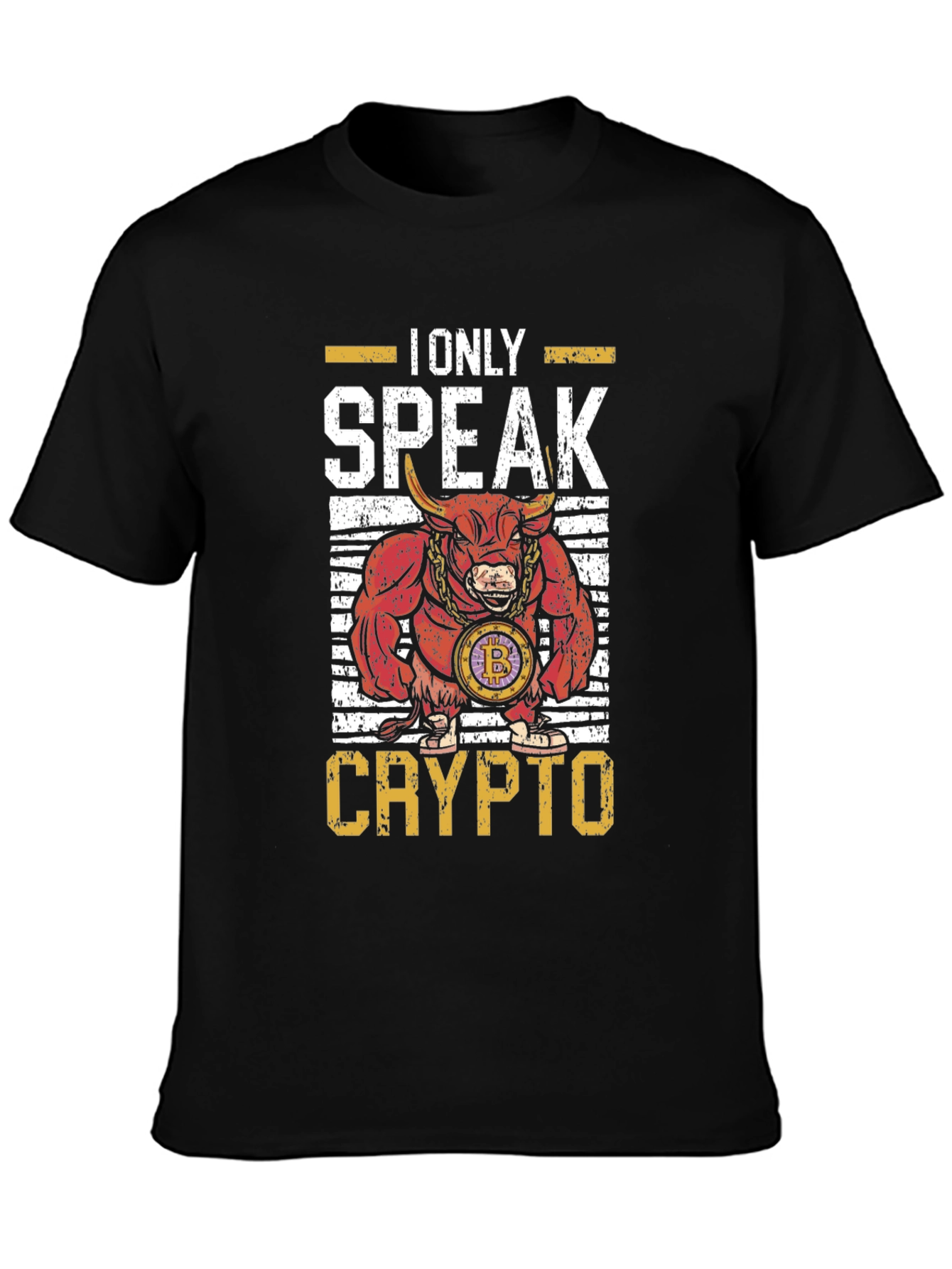 Black Crypto Bull T-Shirt - I Only Speak Crypto view 3