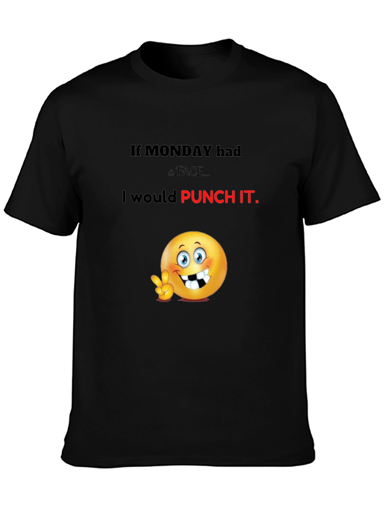 Black Monday Face Punch Graphic Tee - Black view 3