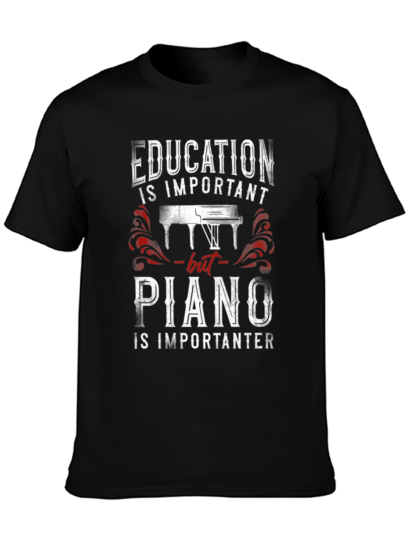 Black Education vs Piano T-Shirt view 3
