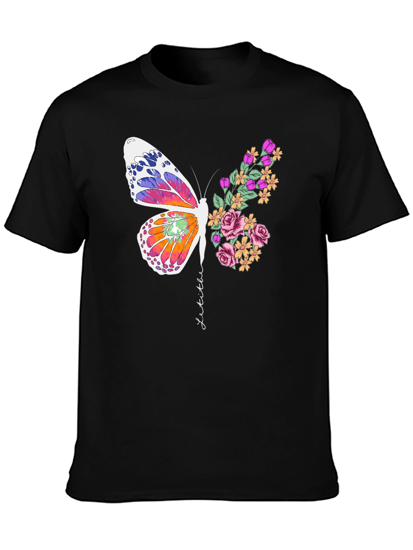 Black Butterfly Floral Graphic Tee - Unisex Cotton Blend view 3