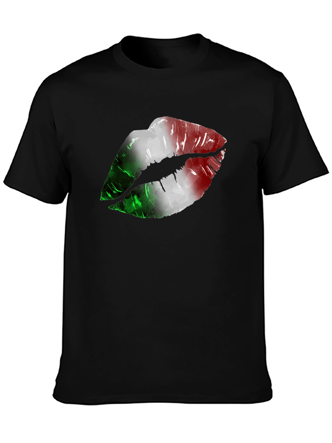 Black Italian Flag Lips Graphic T-Shirt view 3