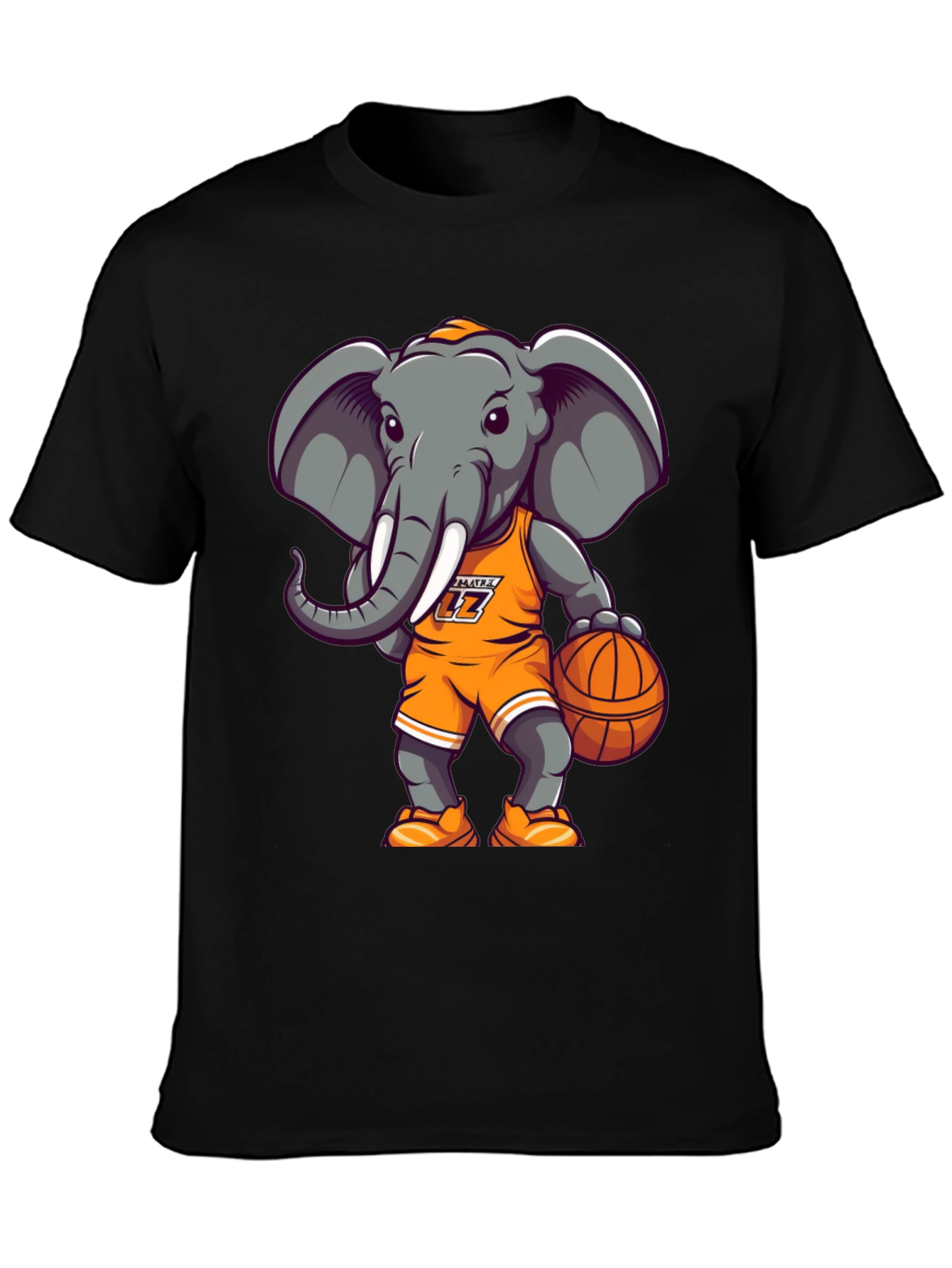 Black Cartoon Elephant Basketball T-Shirt view 3