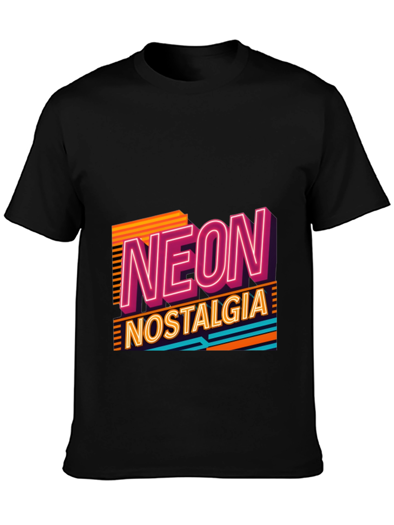 Black Retro Neon Nostalgia Graphic Tee view 3