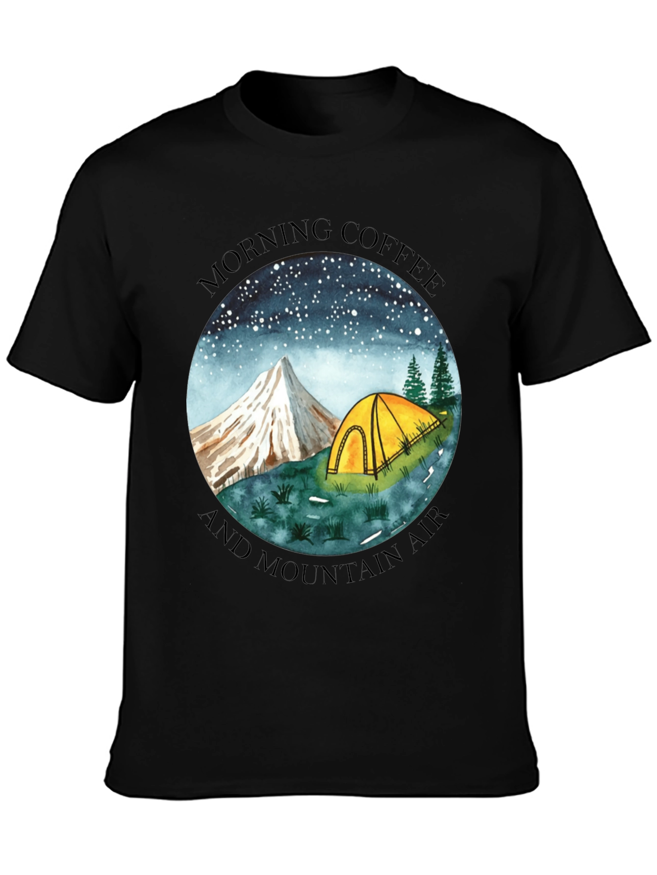Black Morning Coffee & Mountain Air Graphic Tee view 3