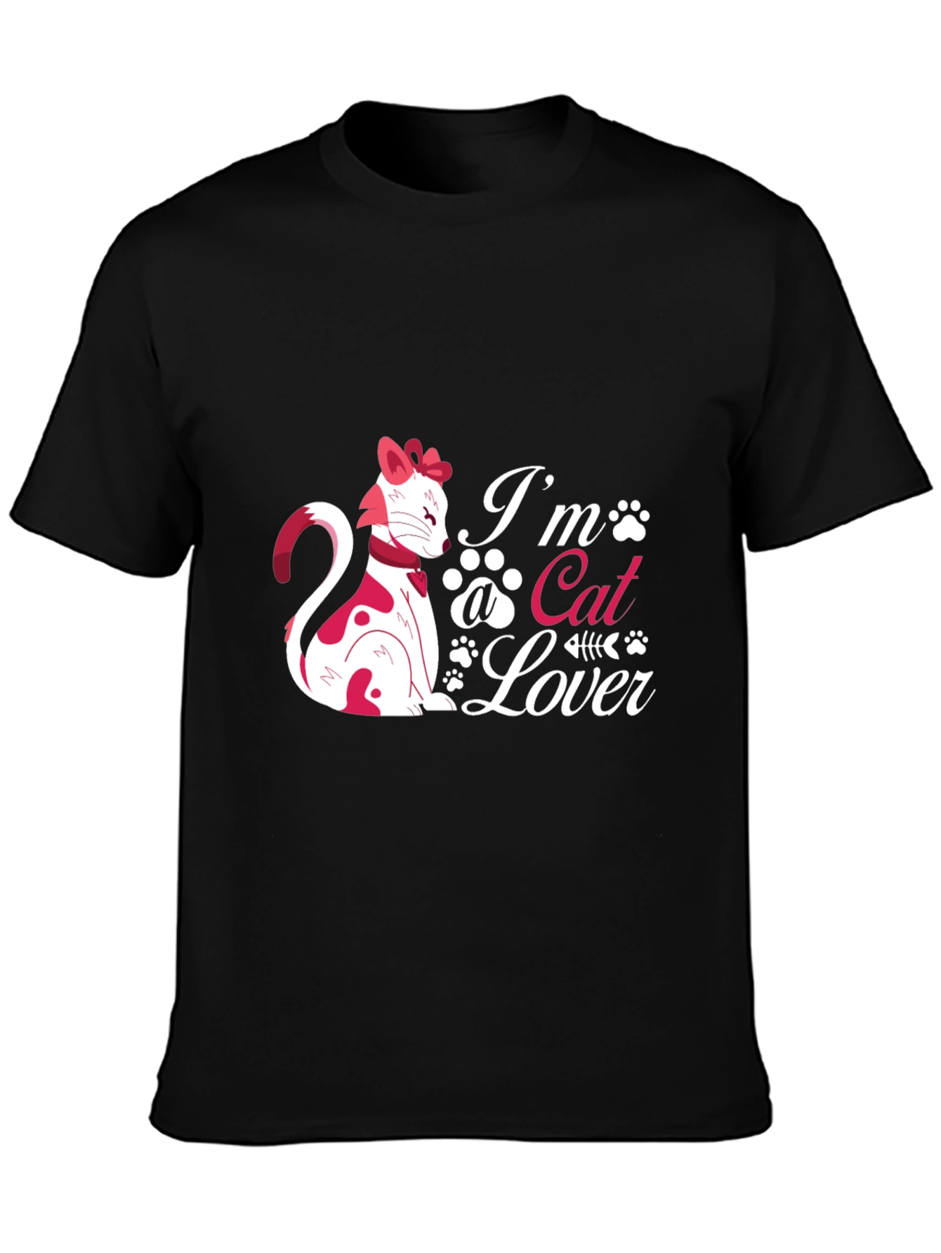 Black I'm a Cat Lover Black T-Shirt view 3