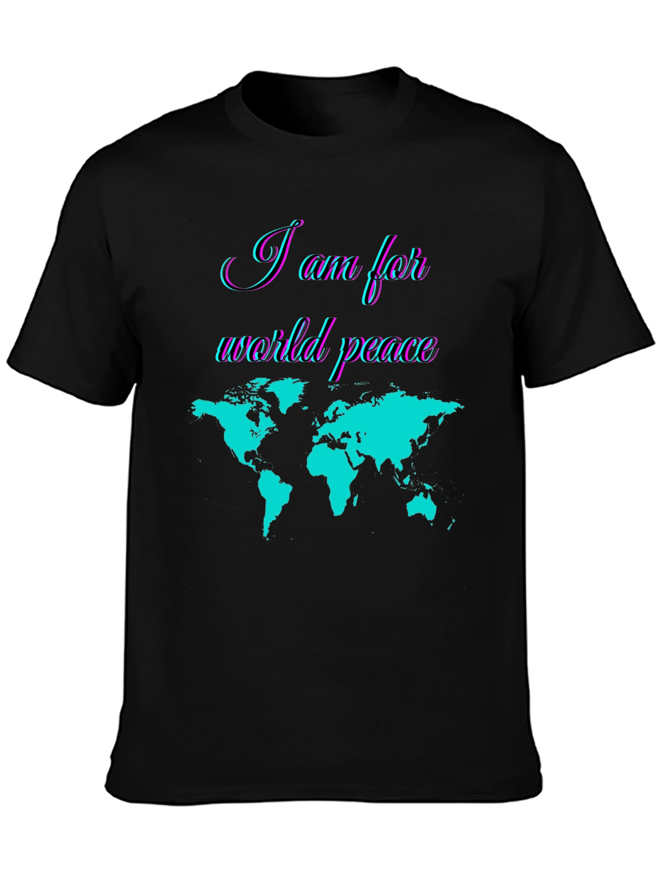 Black World Peace Graphic T-Shirt - Stylish Global Unity Design view 3