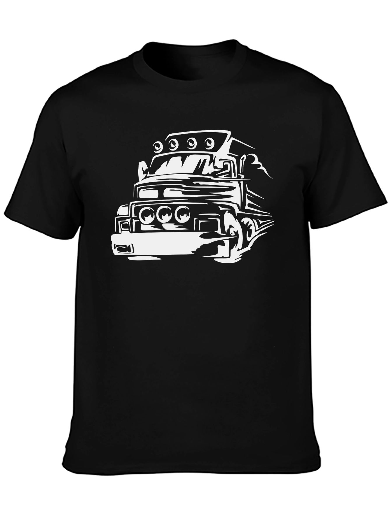 Black Truck Graphic Tee - Bold Black Cotton Blend view 3