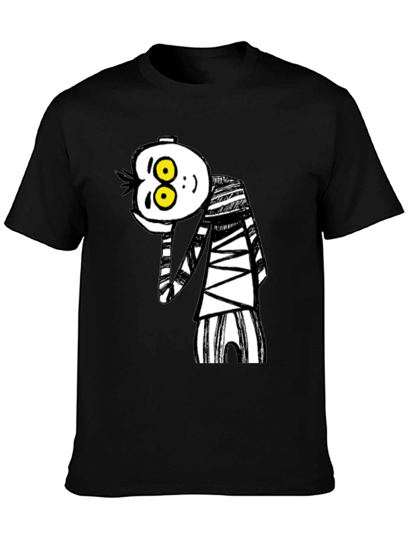 Black Whimsical Cartoon Character Graphic T-Shirt view 3