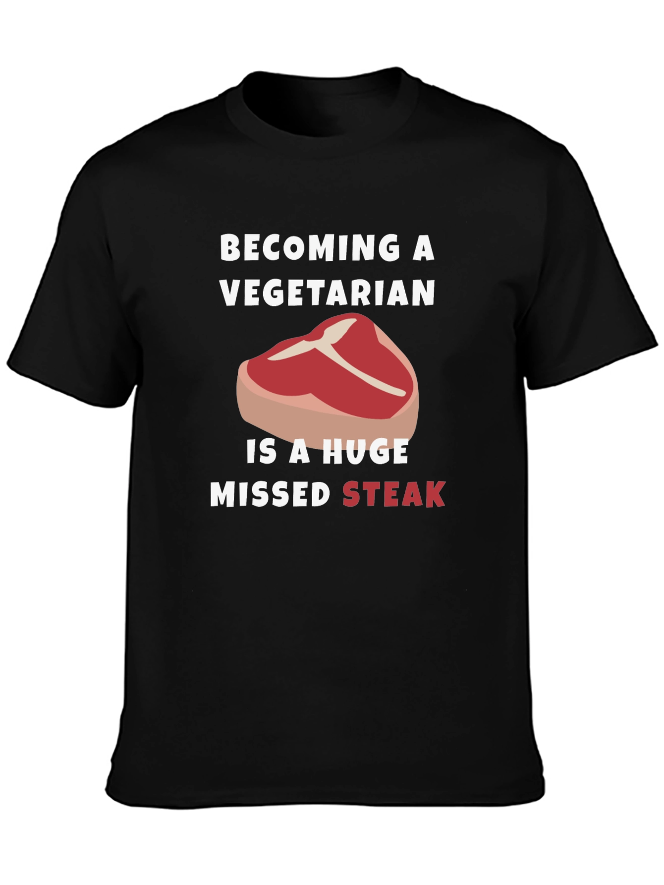 Black Becoming Vegetarian Missed Steak Funny Graphic Tee view 3