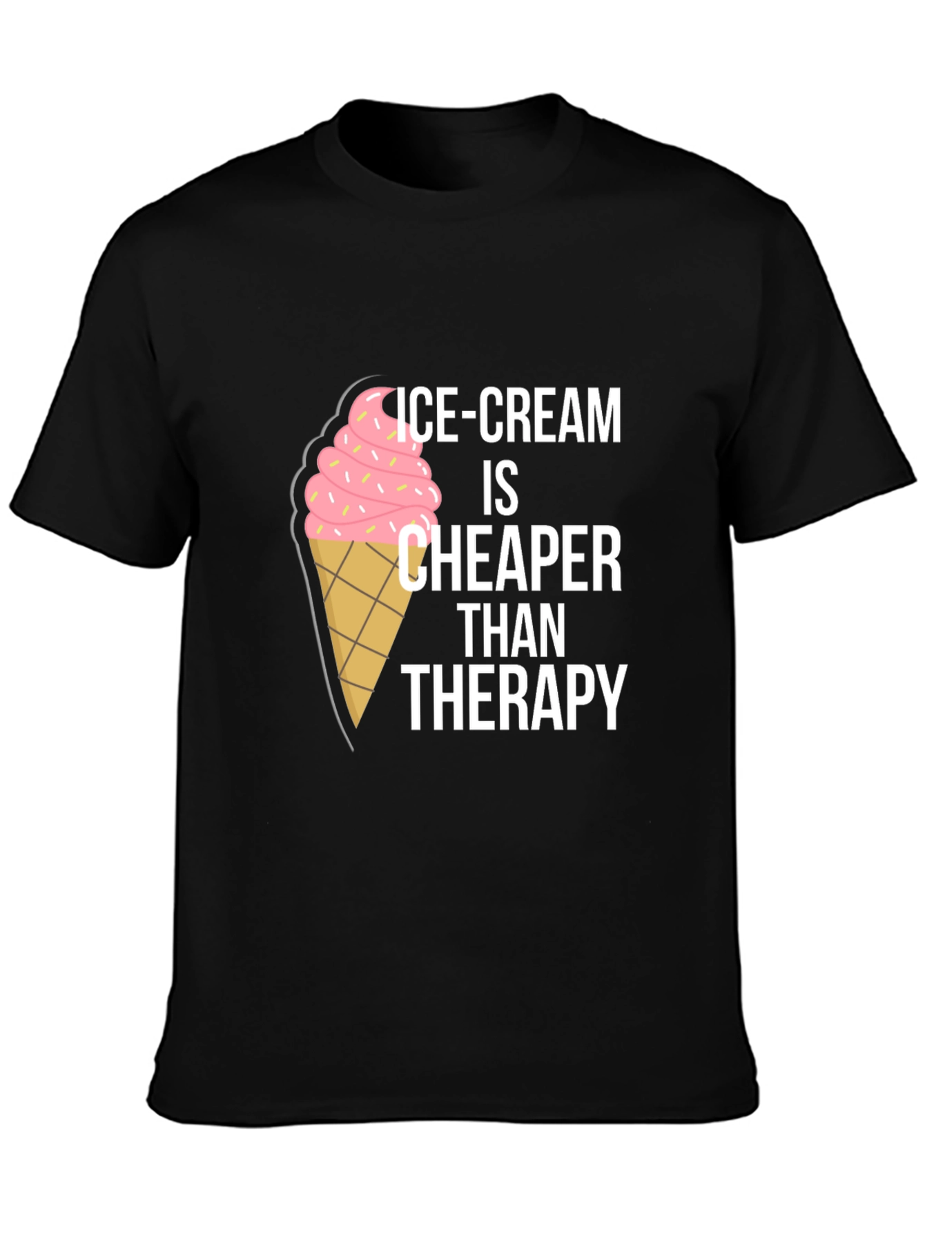 Black Ice Cream Cheaper Than Therapy Graphic Tee view 3