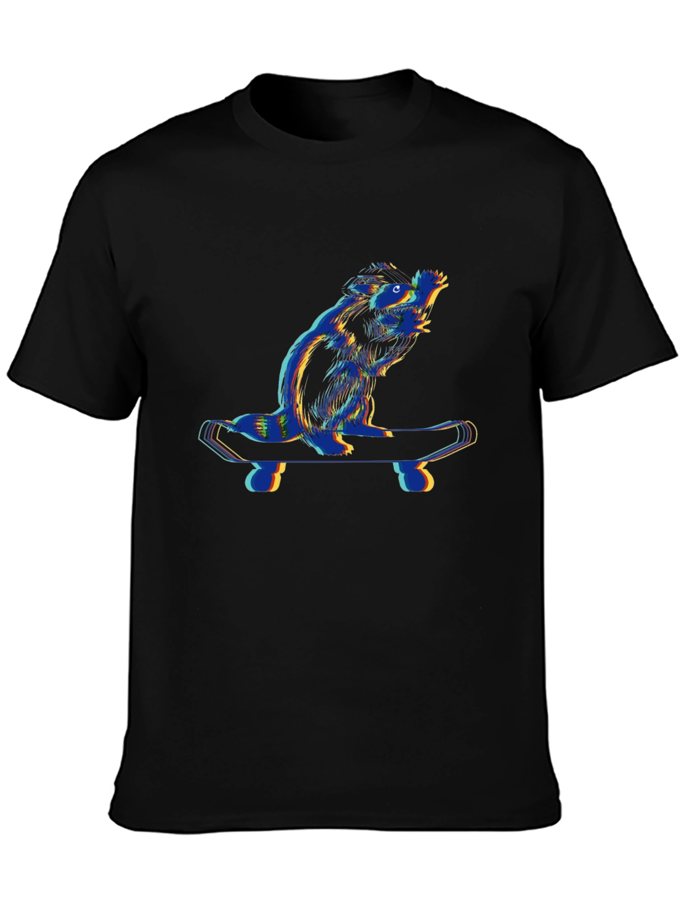 Black Cool Beaver Skateboarder Black T-Shirt view 3