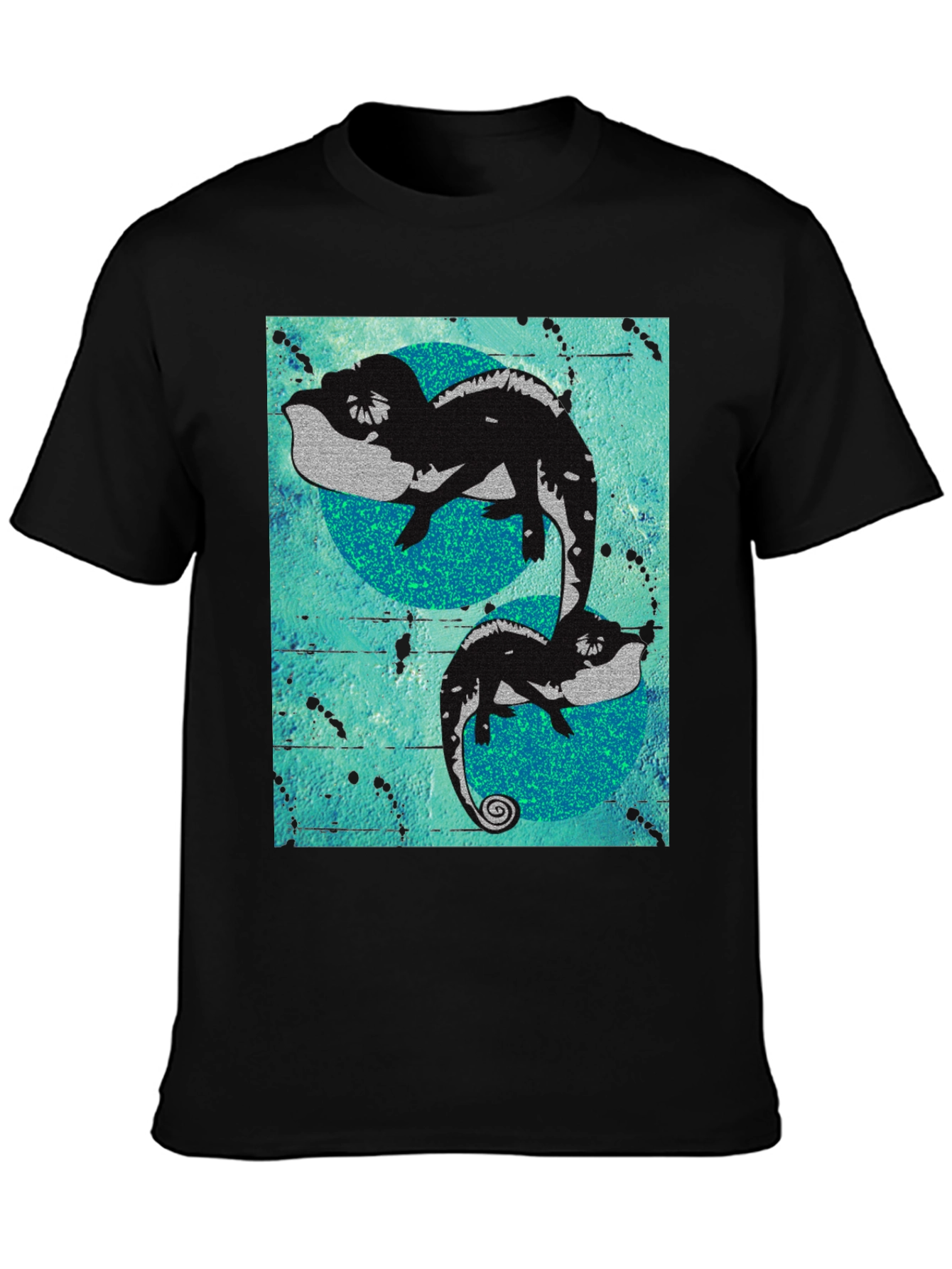 Black Chameleon Graphic Print Black T-Shirt view 3