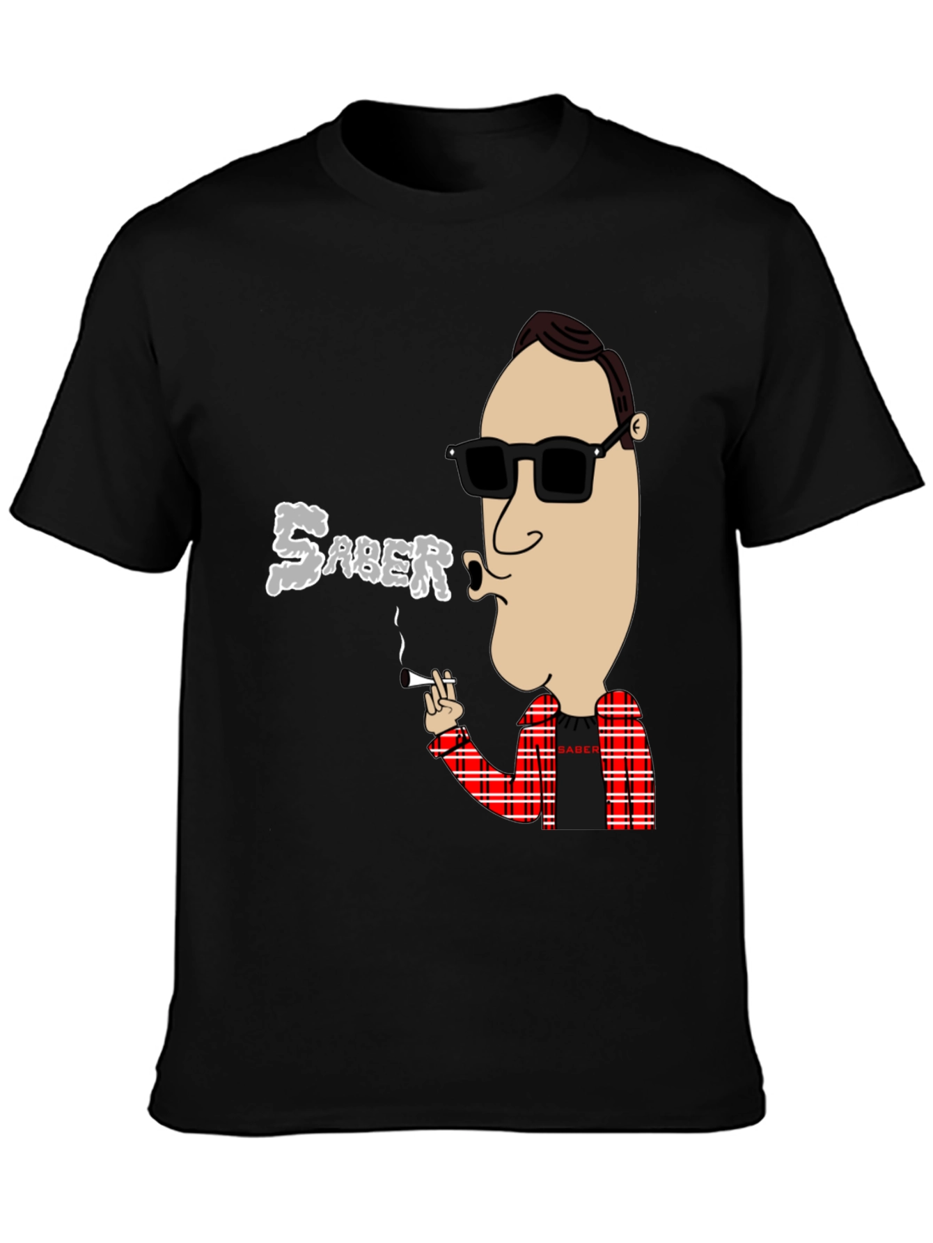 Black Saber Smoking Cartoon T-Shirt view 3