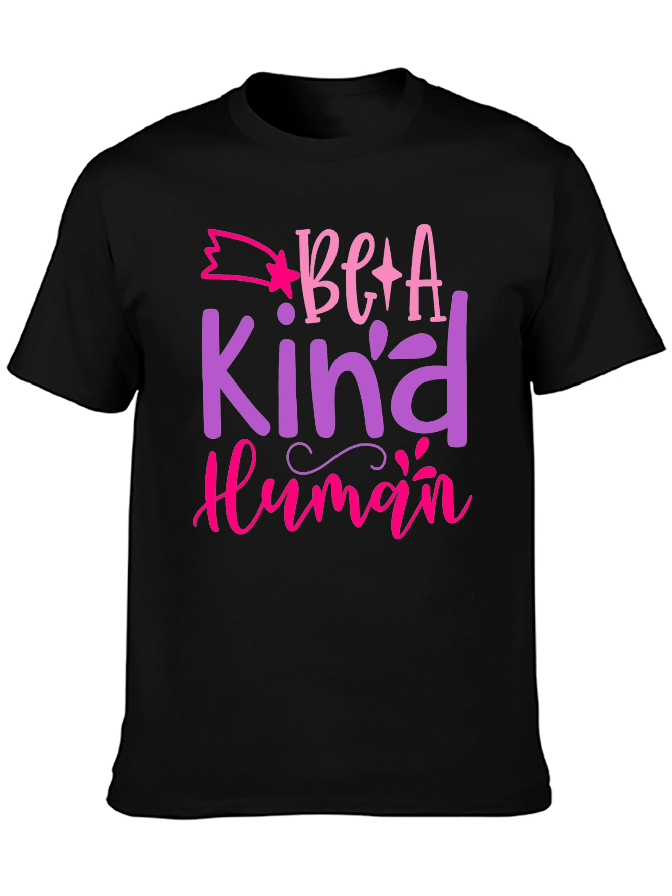 Black Be A Kind Human Graphic T-Shirt - Positive Message Tee view 3