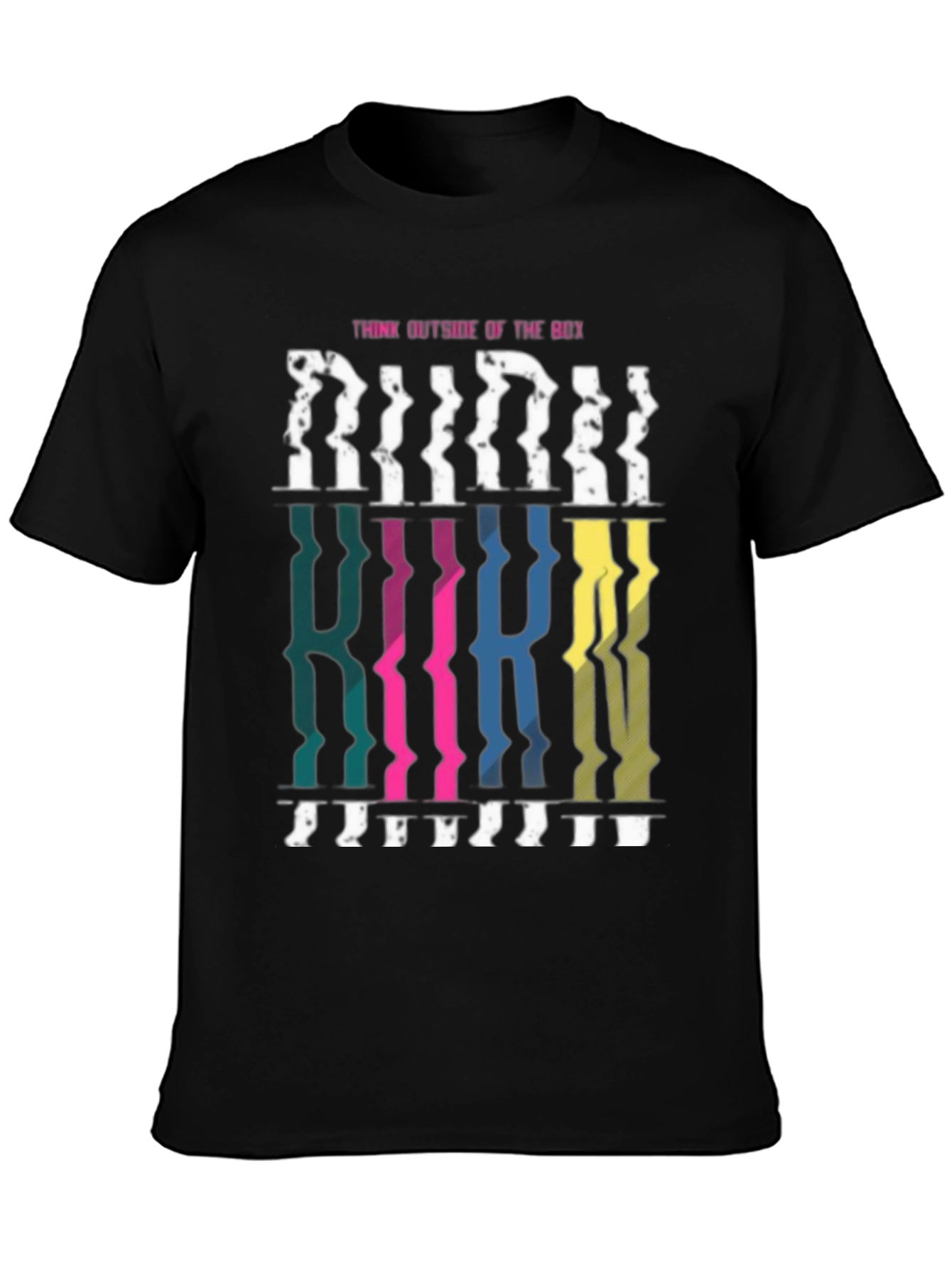 Black Think Outside the Box Graphic Tee - Unique Design T-Shirt view 3