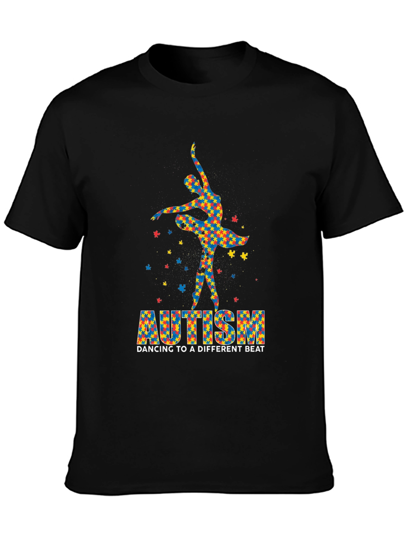 Black Autism Awareness Dancer T-Shirt: Dancing to a Different Beat view 3