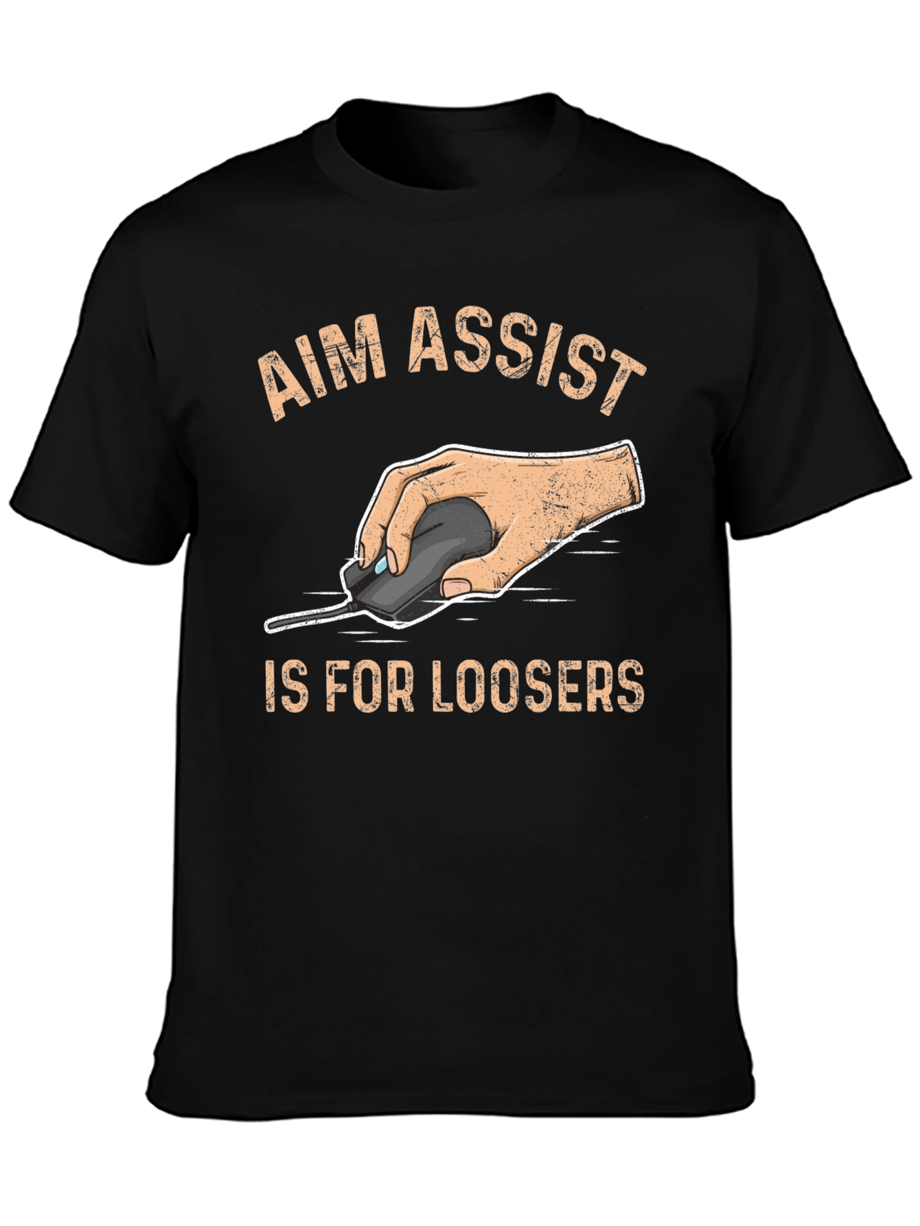 Black Aim Assist Is For Loosers - Gamer T-Shirt view 3