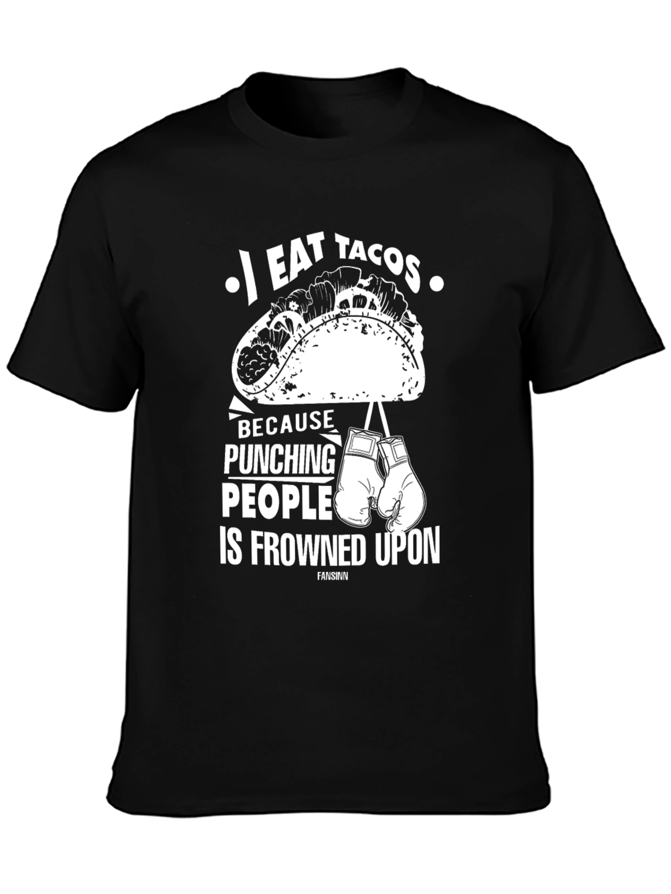 Black I Eat Tacos Funny Graphic Tee view 3